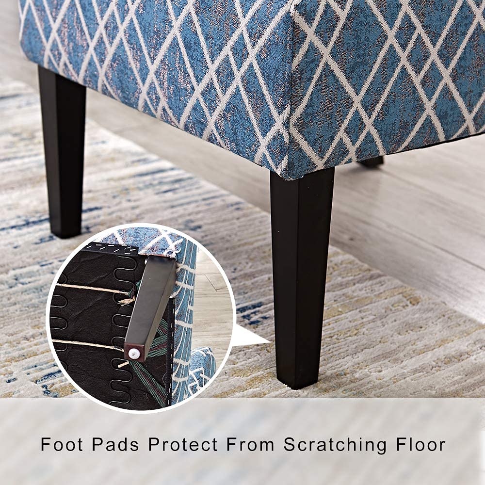 Modern Accent Chair - Blue Stripes Polyester Fabric Upholstered, Urban Style Armless Dining Side Chair with Solid Wood Legs (Set of 2) - Perfect for Kitchen, Living Room, Home Office & Small Space Decor