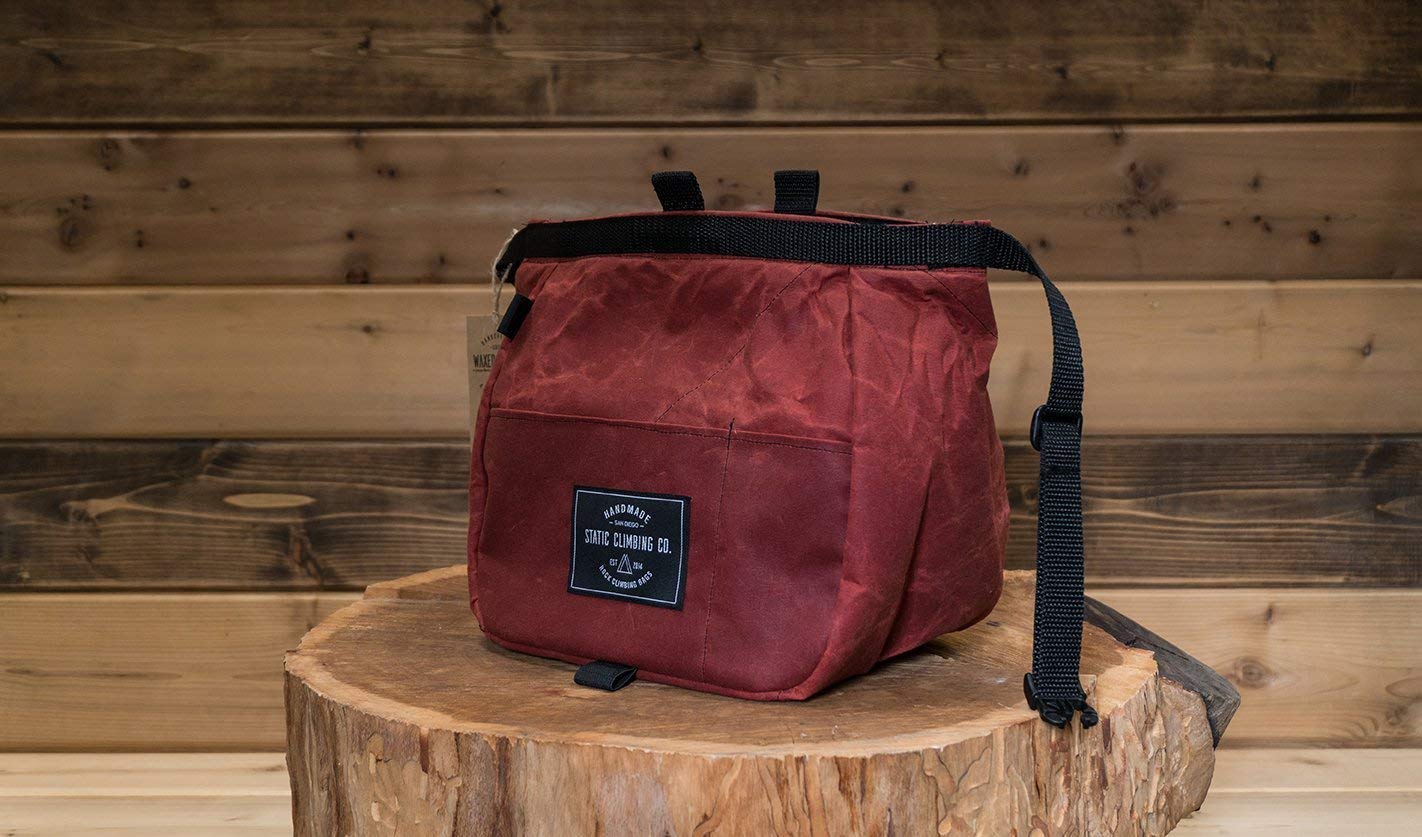LIMITED EDITION Waxed Canvas Chalk Bucket - Oxblood Red | Handmade in California USA | Premium Rock Climbing & Bouldering Gear for Gym & Outdoor Adventures
