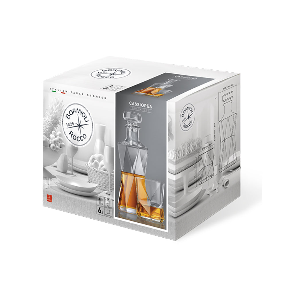 Bormioli Rocco 11.25 Oz. Cassiopea 7-Piece Whiskey Glass Set - Perfect for Bourbon, Scotch & Cocktail Entertaining at Home Bar