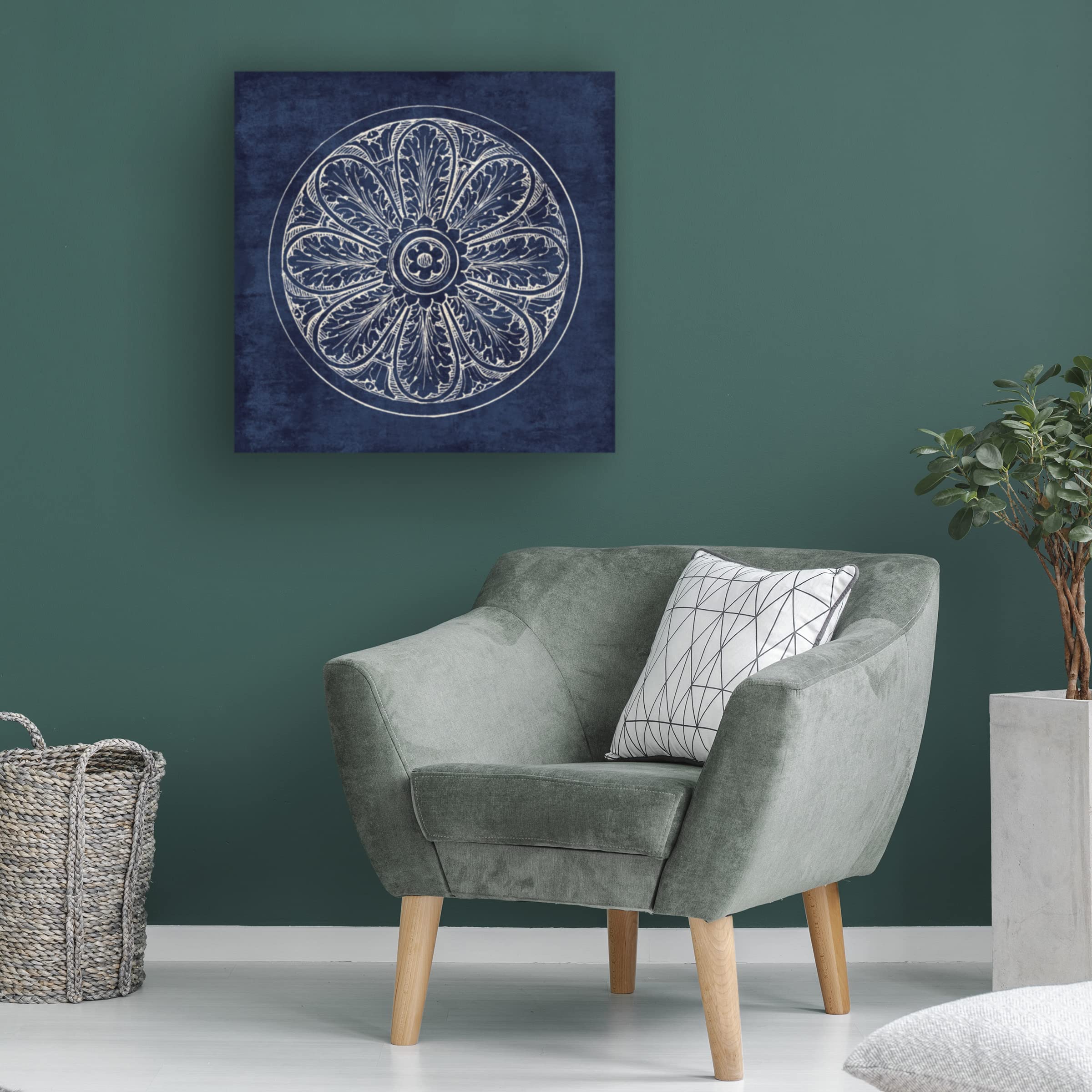 Trademark Fine Art 'Rosette VIII Indigo' Canvas Wall Art Print by Wild Apple - Modern Home Decor for Living Room, Bedroom & Office