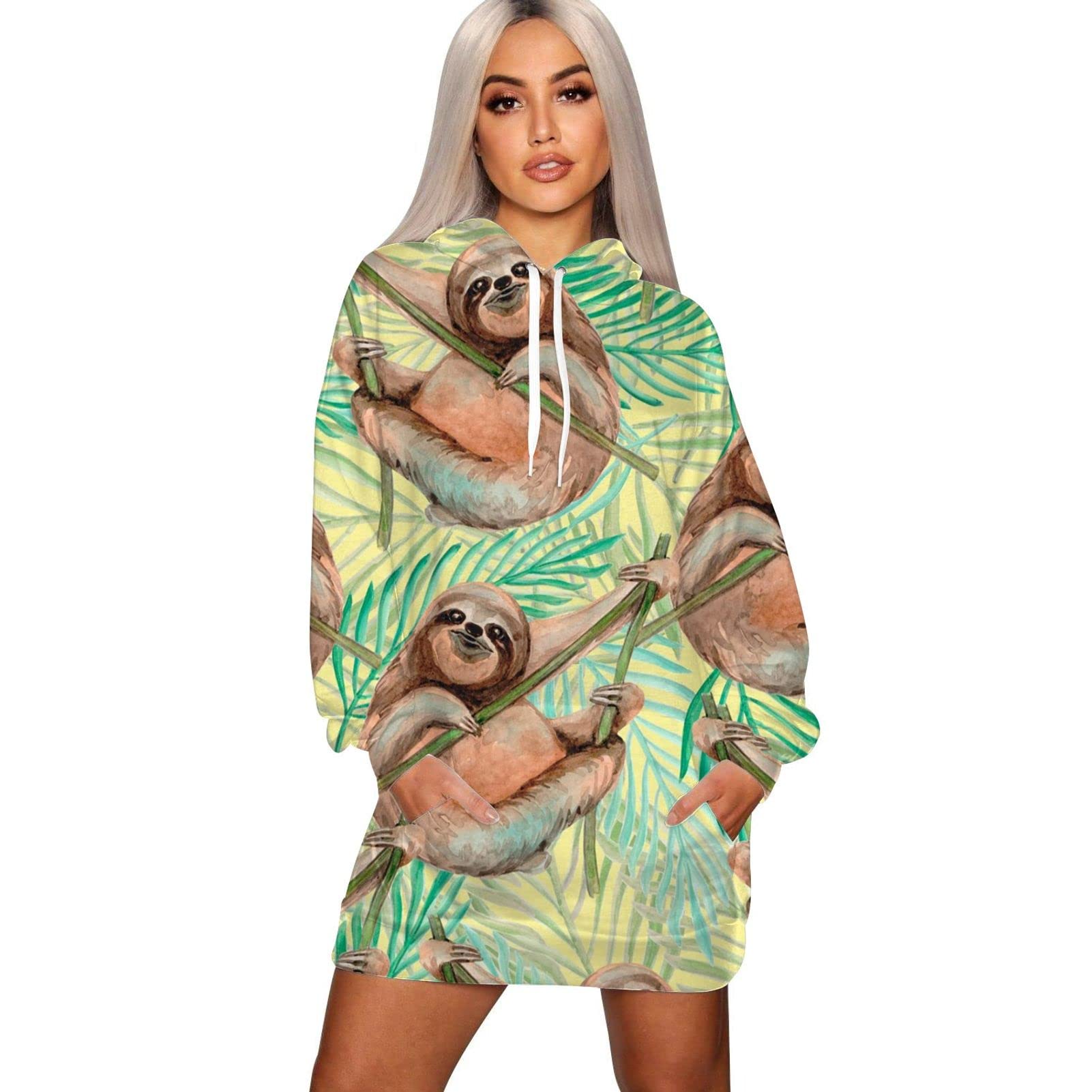 3D Printed Women's Hoodie Dress - Long Sleeve Oversized Pullover Sweatshirt with Pockets | Casual Tunic Top for Streetwear, Loungewear & Everyday Fashion