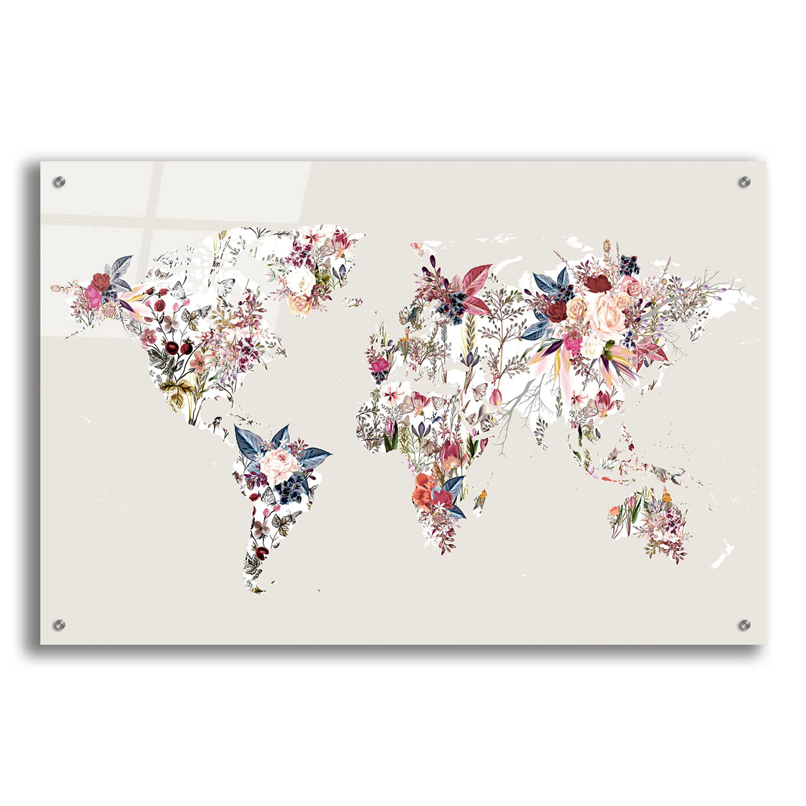 Epic Art 'Worldmap Flowers (Light)' by Design Fabrikken - 36