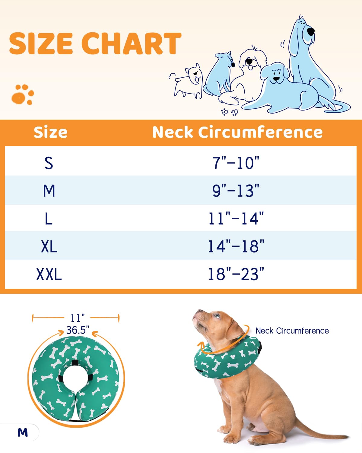 Inflatable Dog Cone Collar Alternative for Post-Surgery Recovery - Soft E-Collar for Small, Medium & Large Dogs - Comfortable Neck Donut for Wound Protection & Pet Healing | Perfect for Post-Op Care, Licking Prevention & Stress-Free Recovery at Home