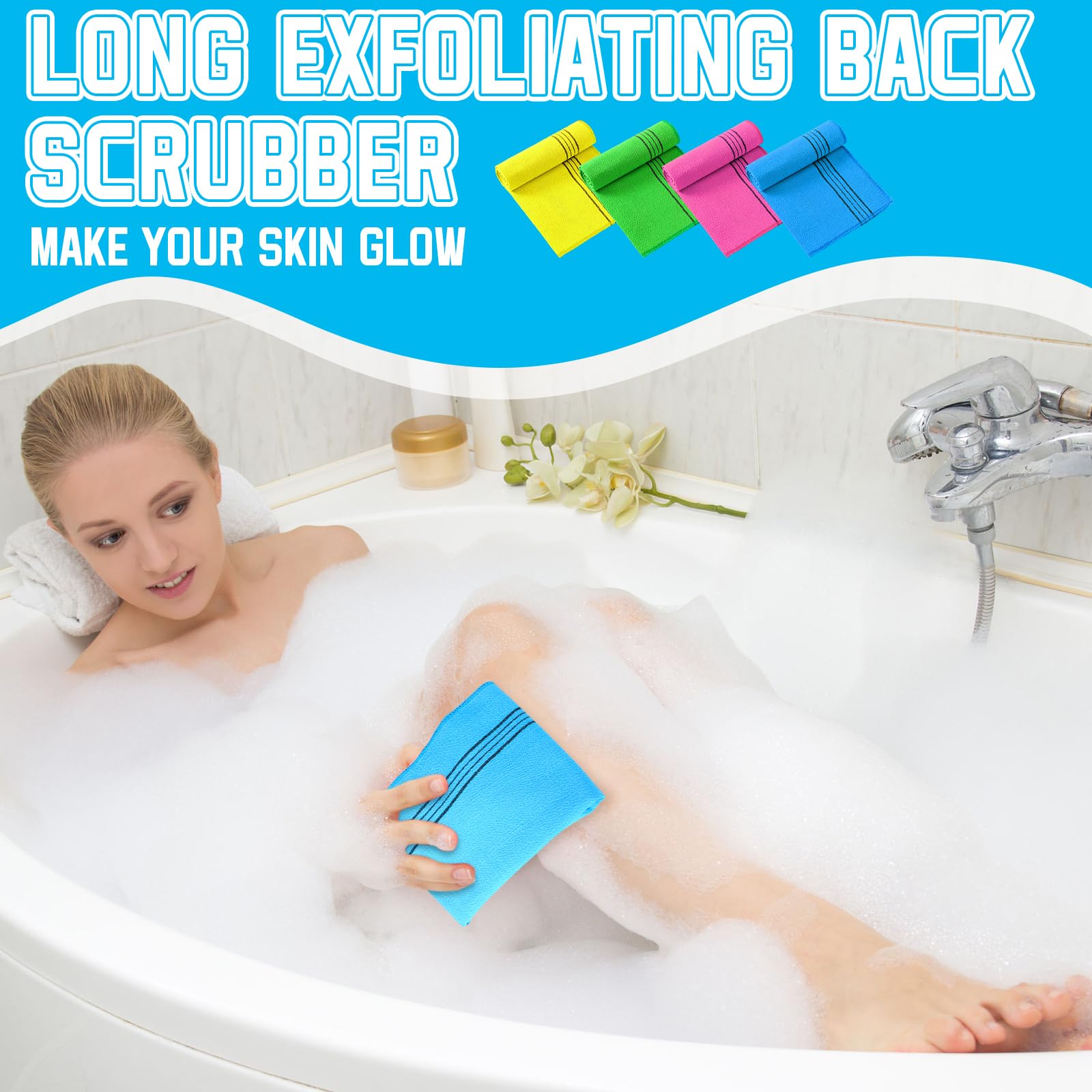 Exfoliating Body Scrubber Washcloth for Men & Women - Korean & Japanese Style, Dead Skin Remover - Perfect for Shower & Spa