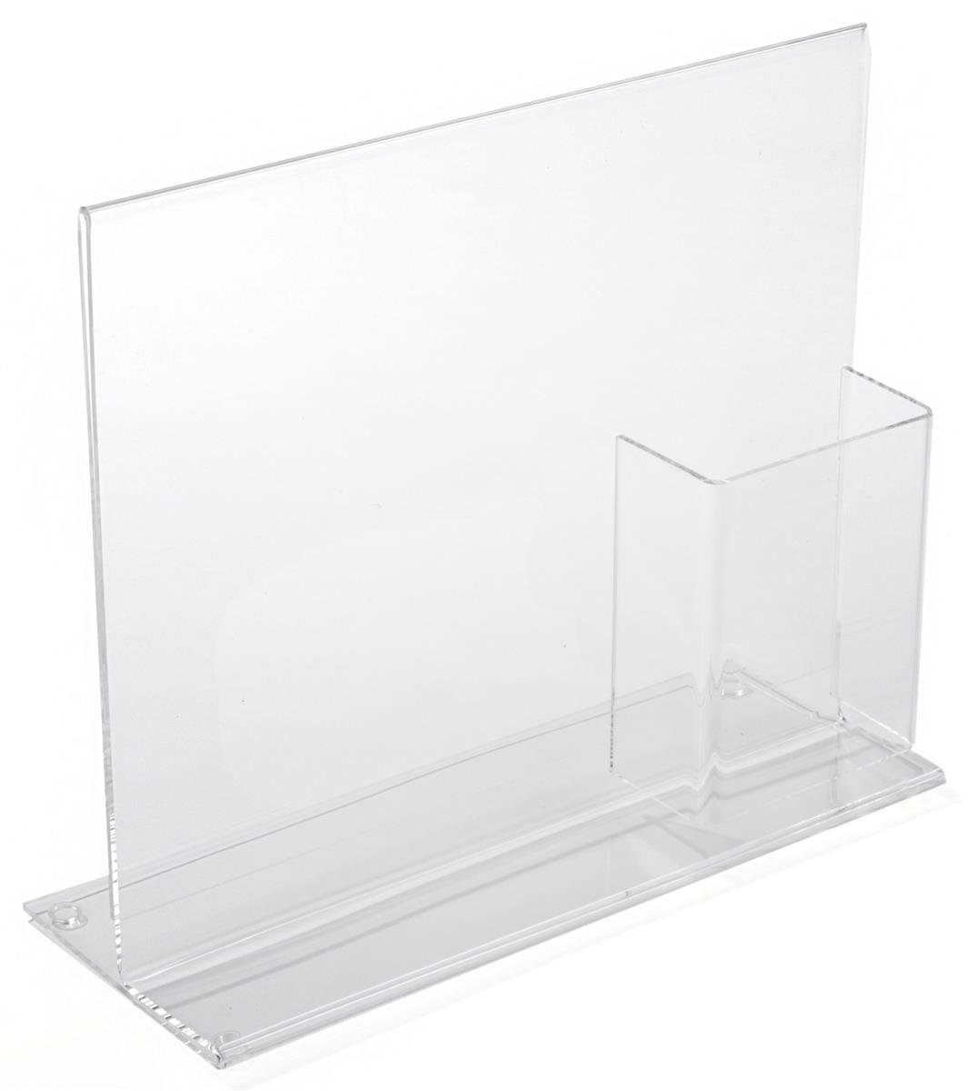 10 Pack Clear Acrylic Countertop Sign Holders for 13x11 Inch Graphics with 4x9 Inch Brochure Pocket - Perfect for Restaurants, Retail Stores & Trade Shows