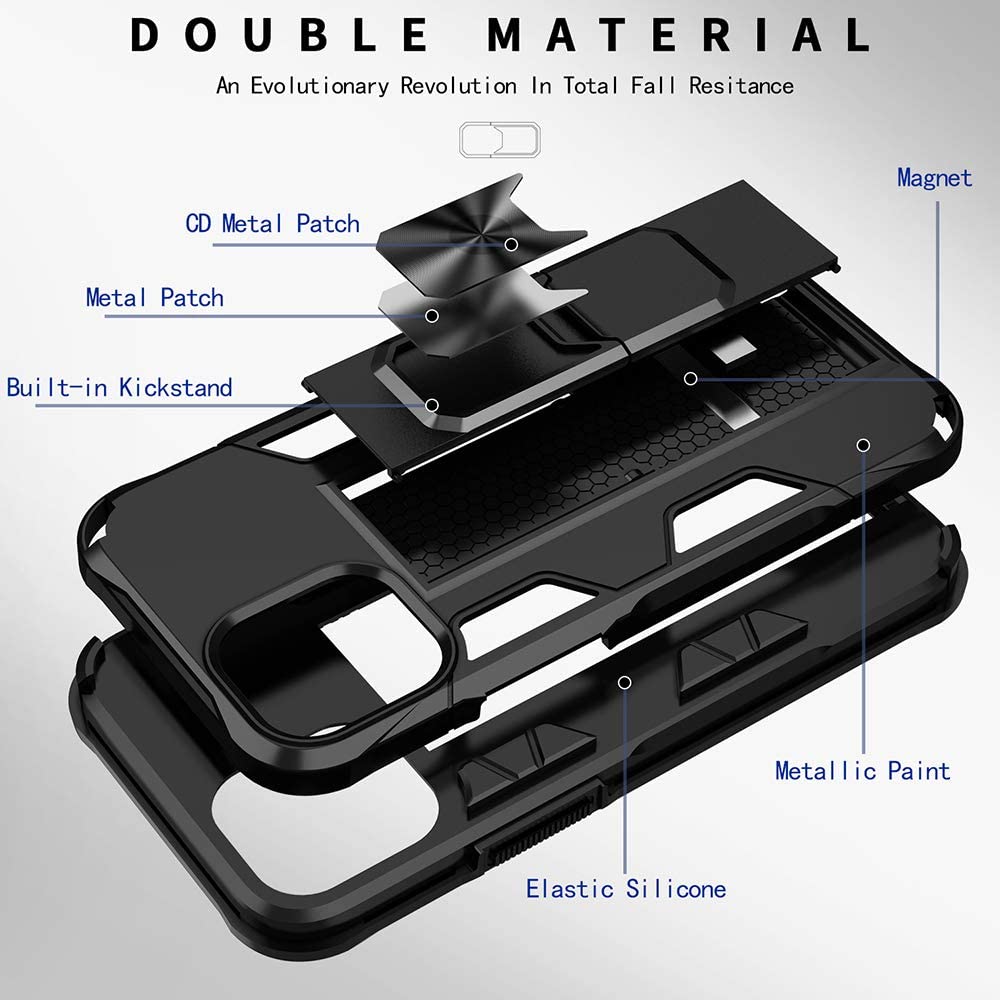 Military Grade Shockproof iPhone 12/12 Pro Case with Built-in Kickstand & Magnetic Car Mount - Heavy Duty Protective Phone Cover (Red) - Perfect for Outdoor Adventures, Work & Daily Commuting