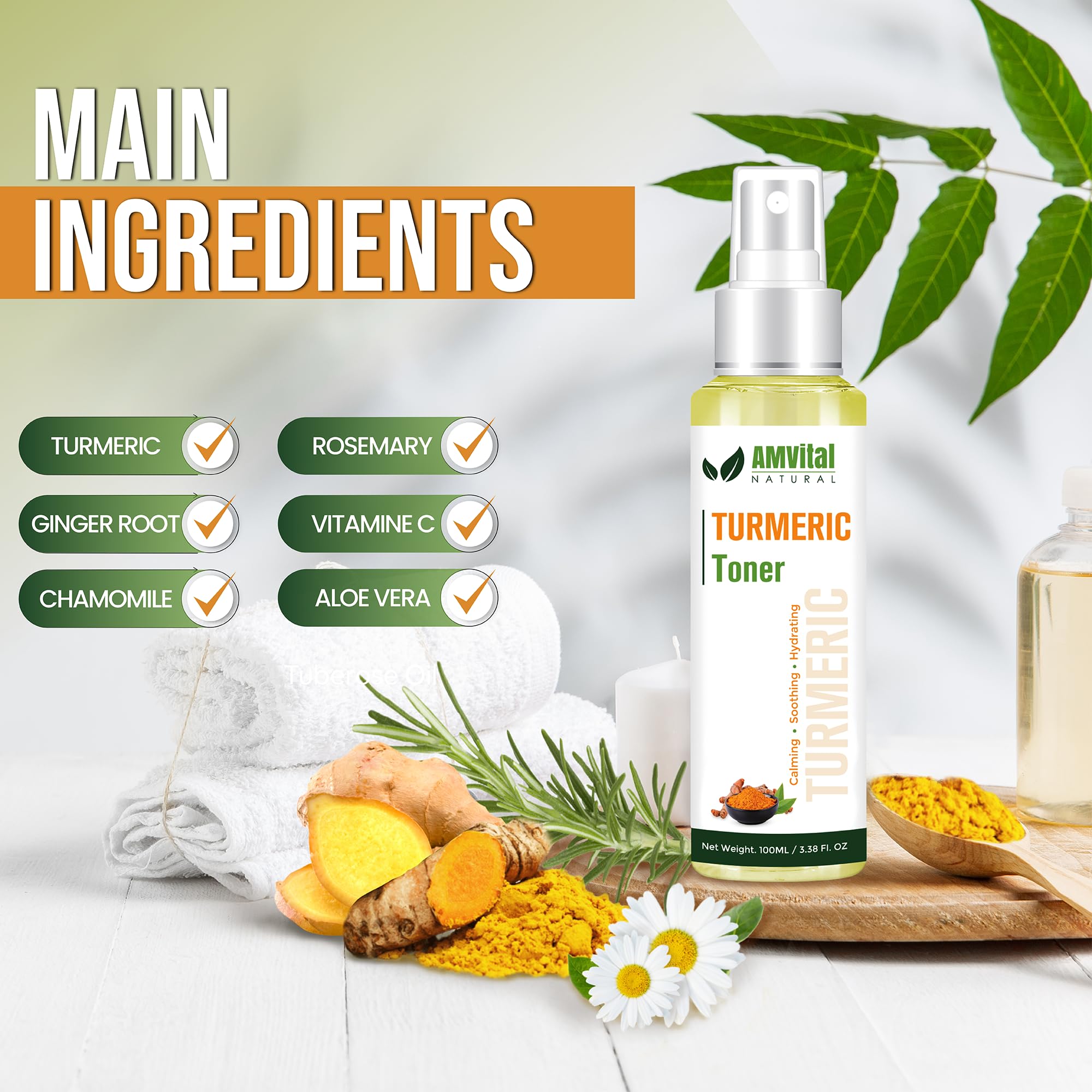 Turmeric Toner for Oily Skin - Natural Dark Spot Treatment & Acne Solution | Herbal Facial Toner to Brighten, Balance & Revitalize Skin | Perfect for Daily Skincare Routine & Post-Acne Care
