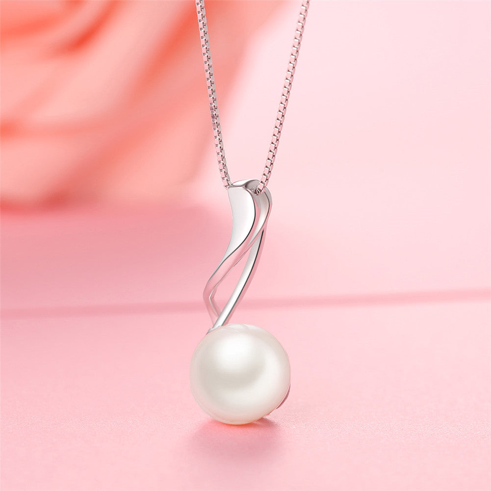 MABELLA 925 Sterling Silver Necklace with 9MM AAA White Freshwater Pearl Pendant - Elegant Jewelry Gift for Women, Perfect for Weddings, Anniversaries & Special Occasions