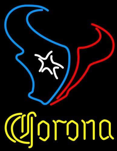 Houston Texans Sports League 20x16 Inch Beer Bar Neon Sign - Handmade Corona Pub Light for Man Cave, Game Room & Sports Bar Decor (FX19) - Perfect for Game Nights, Parties & Sports Themed Decorations