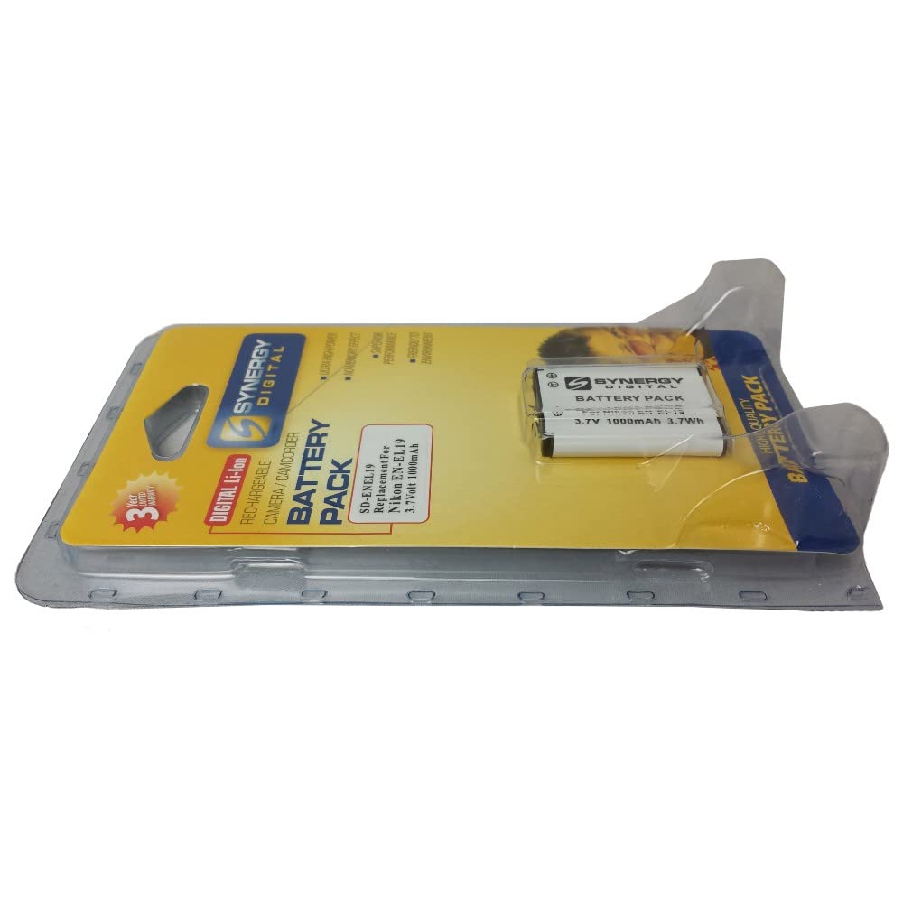 Synergy EN-EL19 Replacement Battery for Nikon S5200 Digital Camera - 3-Pack Li-Ion 3.7V 1000mAh - Compatible with Nikon EN-EL19 - Perfect for Travel, Photography & Backup Power