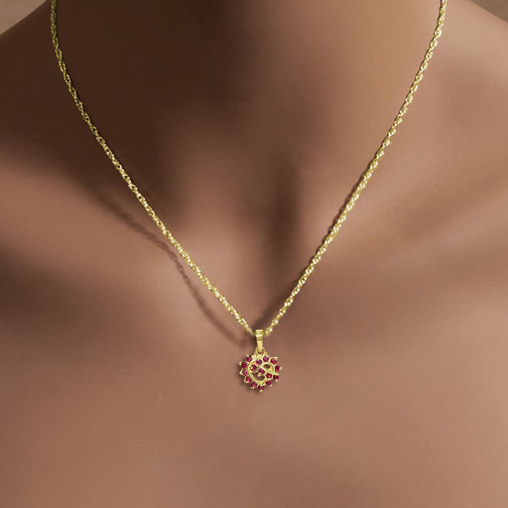 14k Yellow Gold Ruby Heart Shaped Necklace - 0.30cttw Genuine Gemstone Jewelry for Valentine's Day, Anniversary & Romantic Gifts