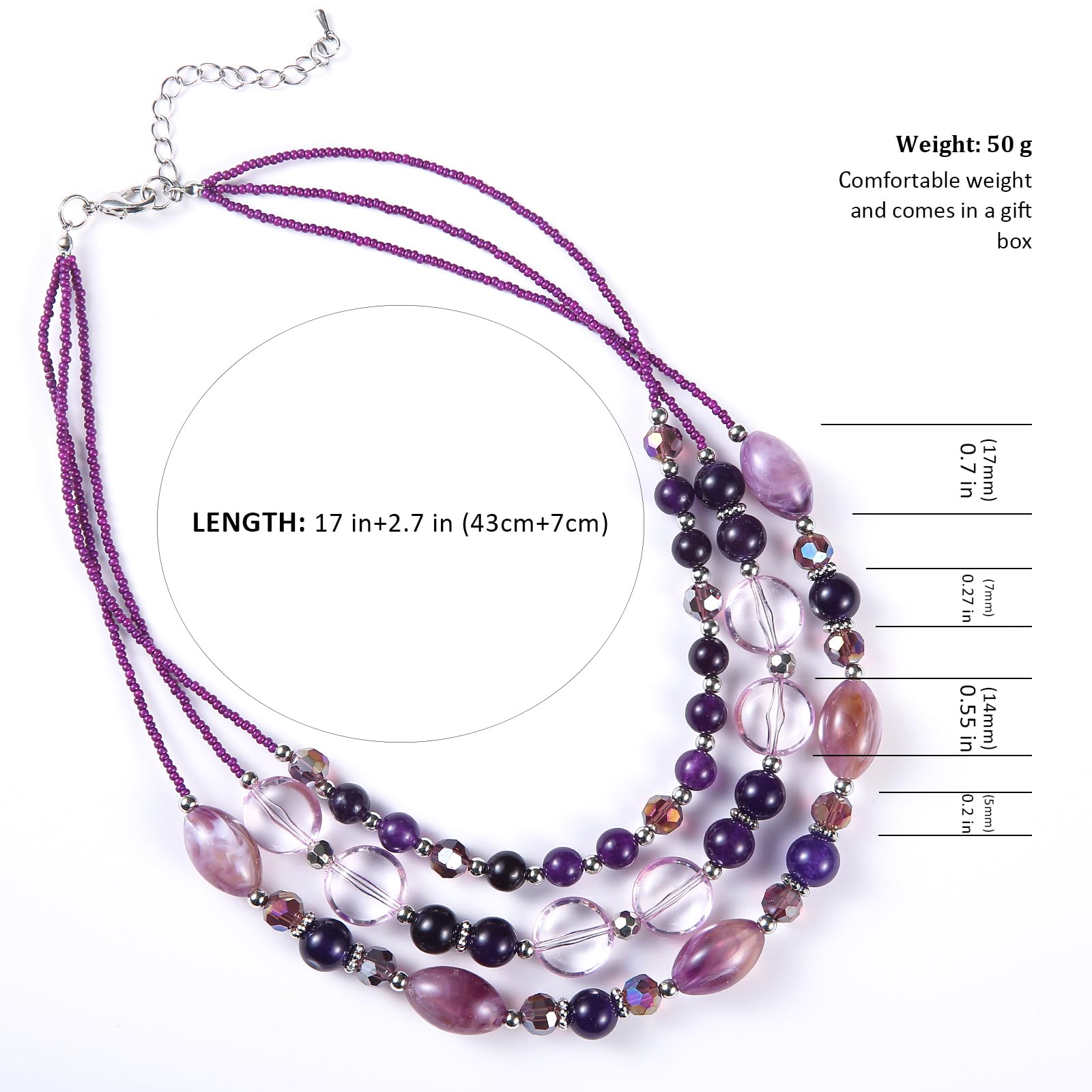 Chunky Layered Beaded Necklace for Women - Multi Strand Statement Jewelry, Fashion Birthday Gift for Mom - Perfect for Fall Outfits, Party Wear & Special Occasions