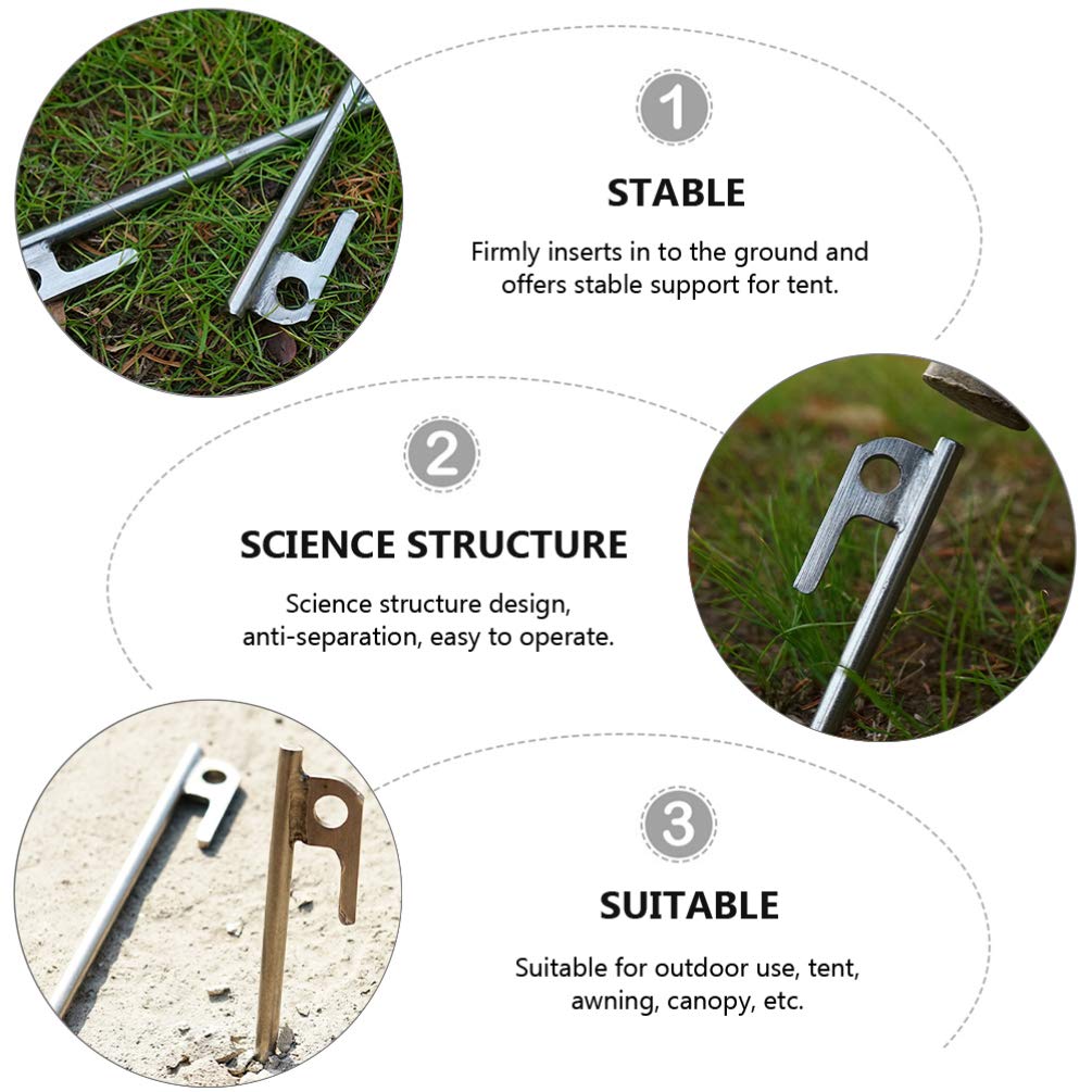 VICASKY 8 Pack Heavy Duty Stainless Steel Tent Stakes - Camping Ground Nails for Canopy, Tent, Shelter - Windproof & Durable Tent Accessories for Outdoor Adventures, Hiking, Beach Camping