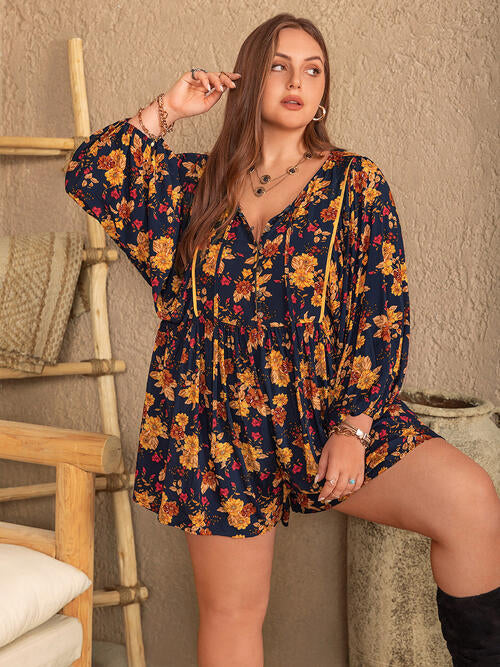 Plus Size Floral Boho Beachy Romper for Women - Stylish Summer Jumpsuit with Pockets | Perfect for Beach Vacations, Music Festivals & Casual Outings