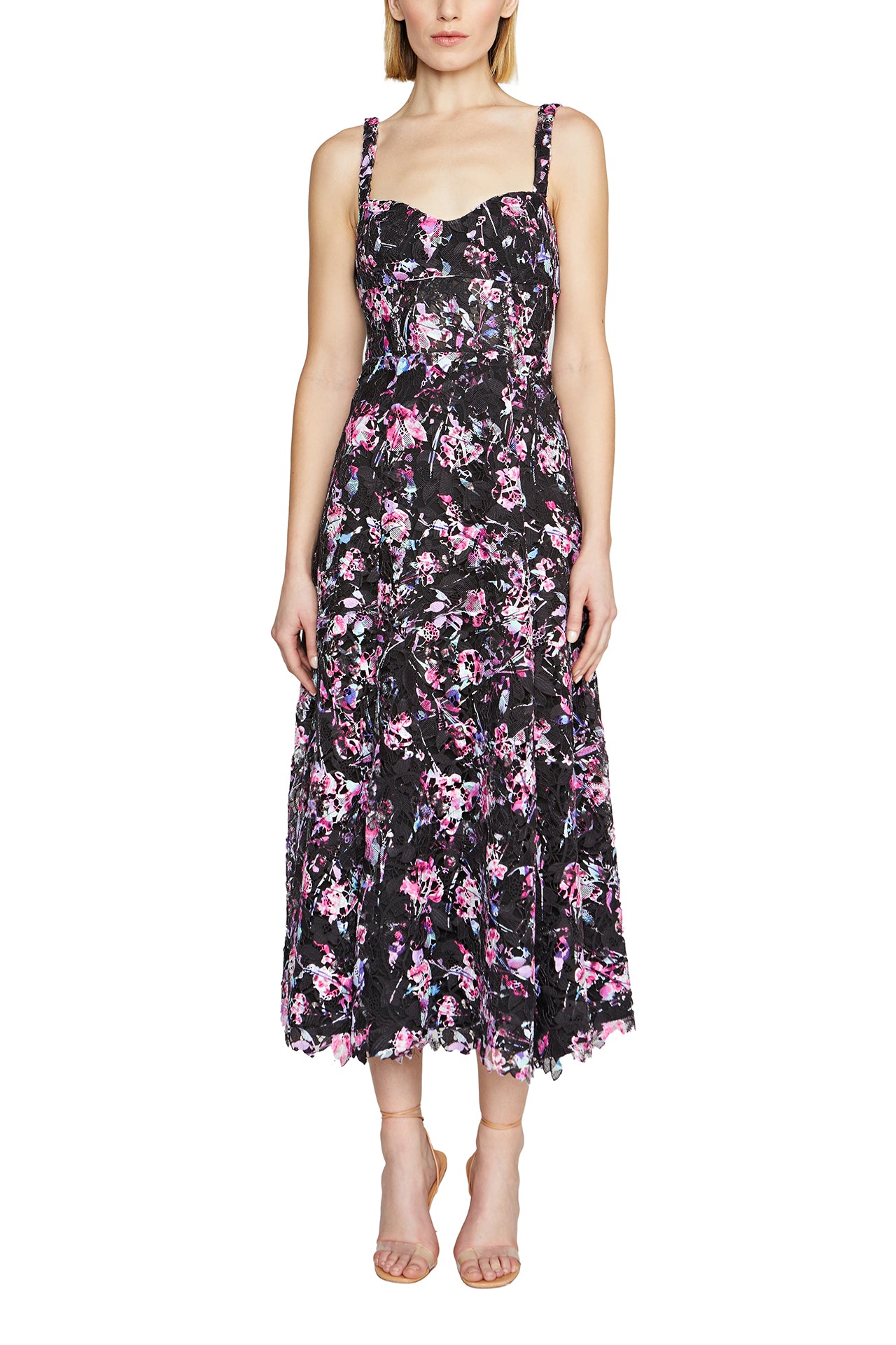 Elegant Floral Lace Midi Dress for Women - Summer Party, Wedding Guest & Special Occasion Outfit
