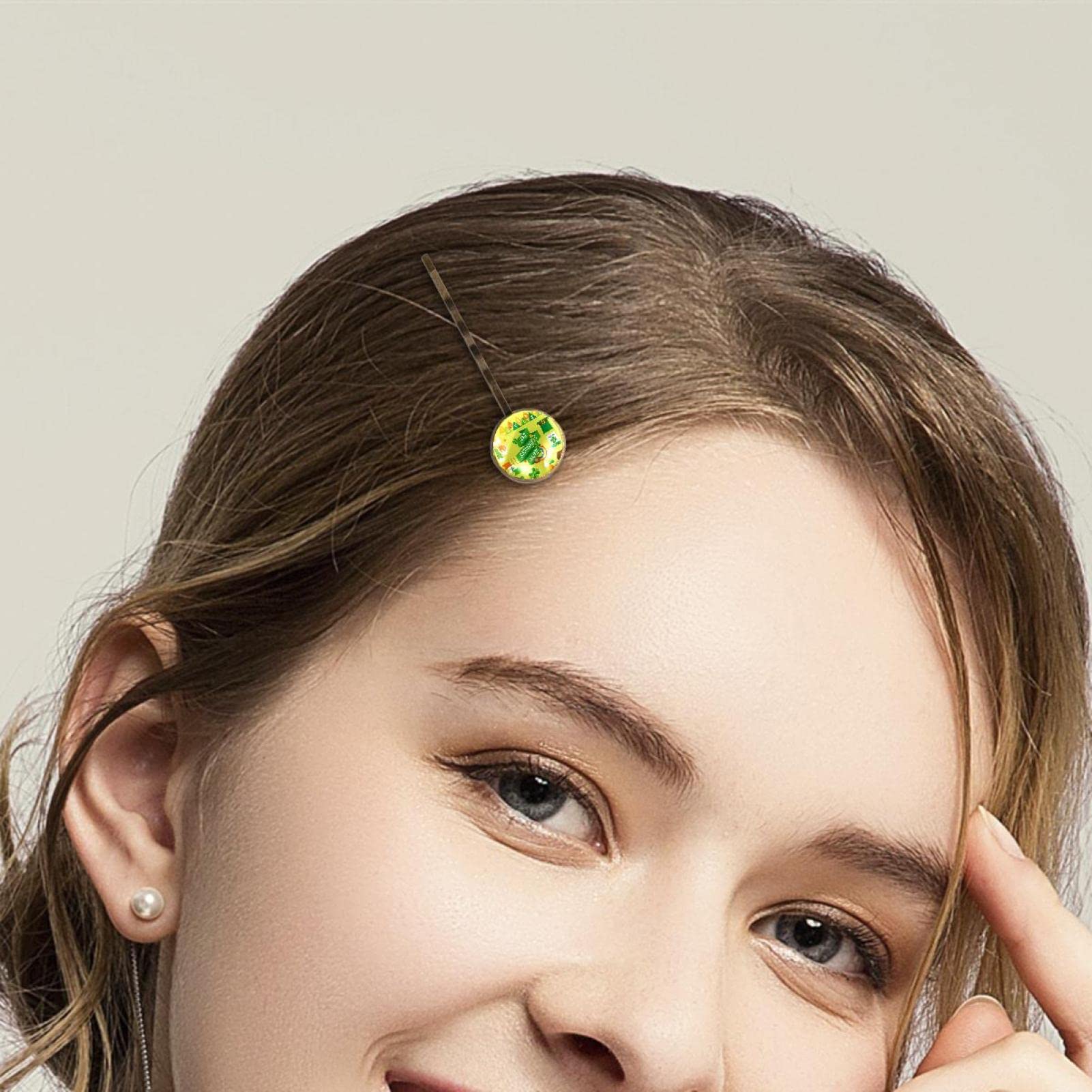 4PCS Handmade Barrettes Hair Clips Set for Women & Girls - Cute Bobby Pins Headwear with St. Patrick's Day Cartoon Flag Design (Perfect for Parties, School, Daily Wear & Holiday Gifts)