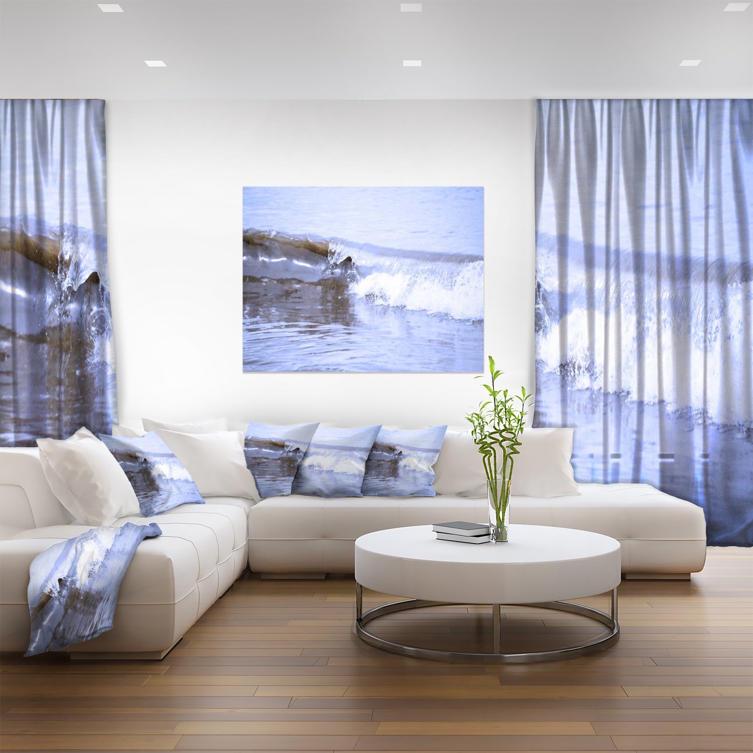 Blue Ocean Waves Beach Canvas Art Print - Coastal Wall Decor for Living Room, Bedroom & Office