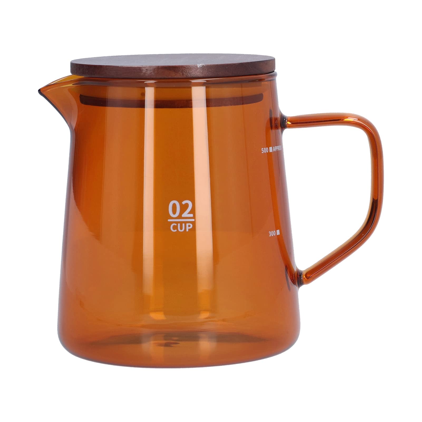 Heat Resistant Coffee Kettle with Wooden Lid - 500ml Brown Tea Server for Home, Office & Camping - Perfect for Pour Over Coffee, Tea Brewing & Kitchen Decor