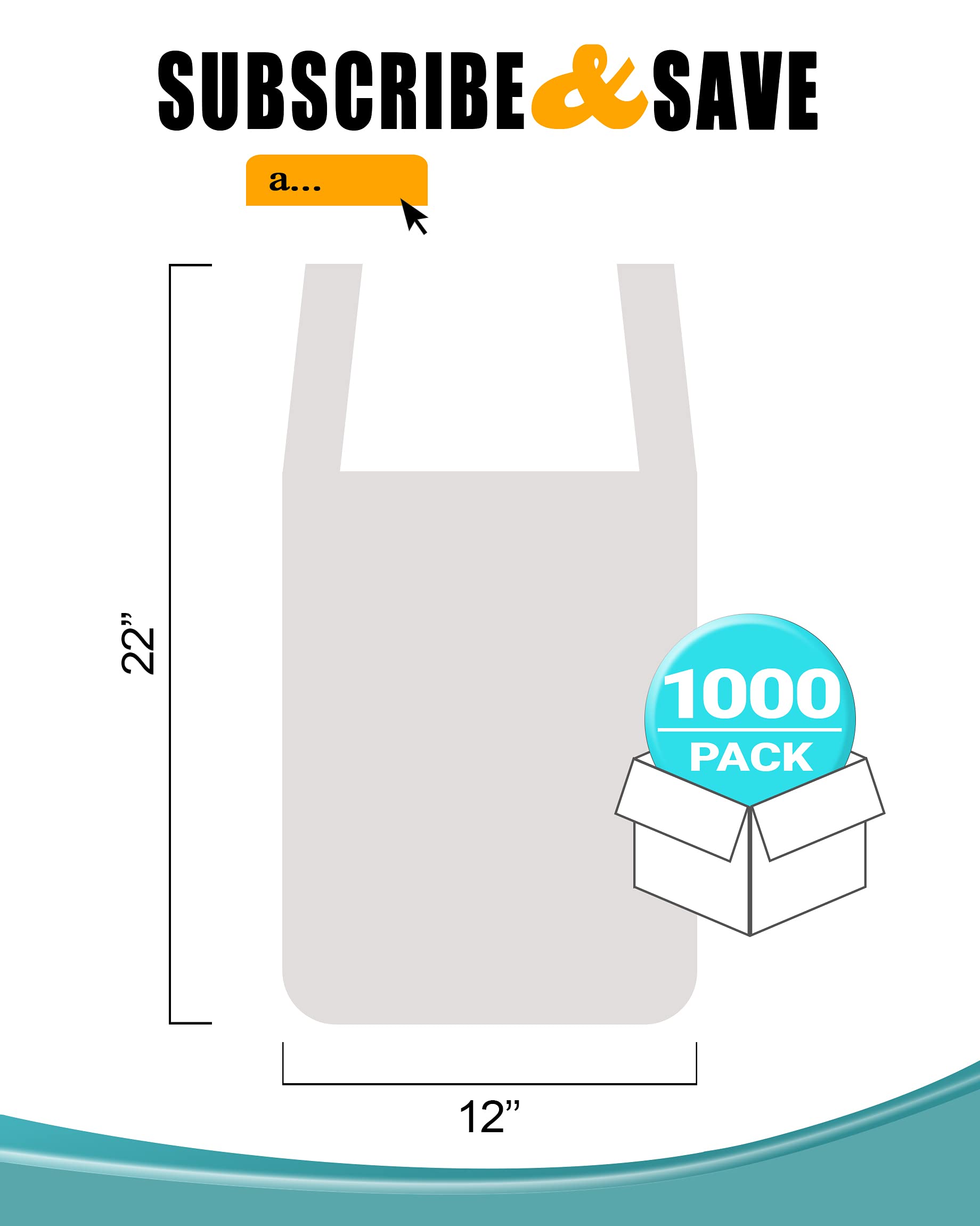 APQ 1000 Pack Thank You Plastic Bags 12x6x22 Inches - 13 Micron Thick Reusable Preprinted Shopping Bags - Durable Poly Bags for Retail Stores, Restaurants & Clothing - Perfect for Takeout, Groceries & Gift Packaging