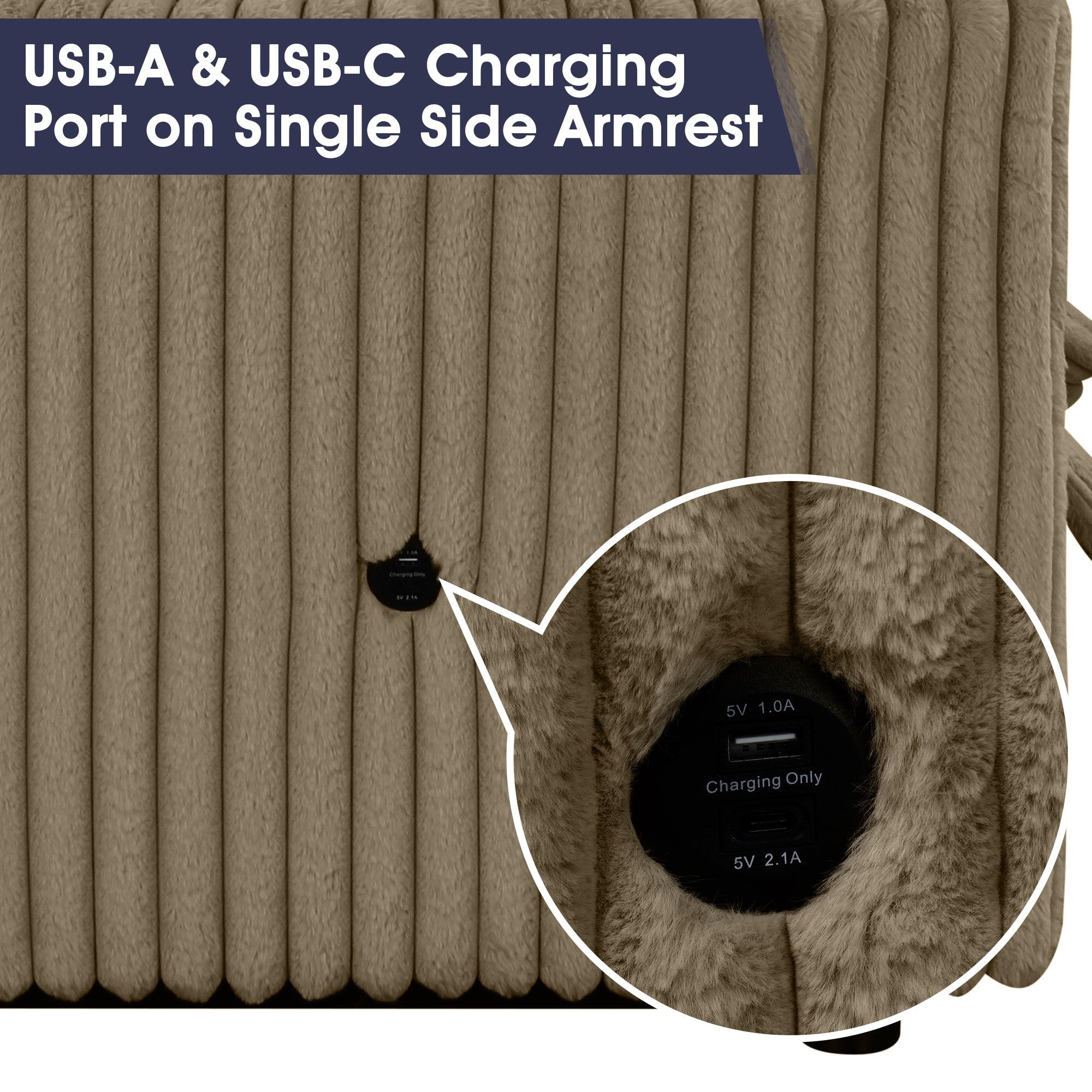 Luxury Brown Faux Fur Oversized Convertible Sectional Sofa - Sleeper Sofa, Daybed & Chair with 2 Pillows & USB Charging Ports - Perfect for Living Room, Home Theater & Guest Room Comfort