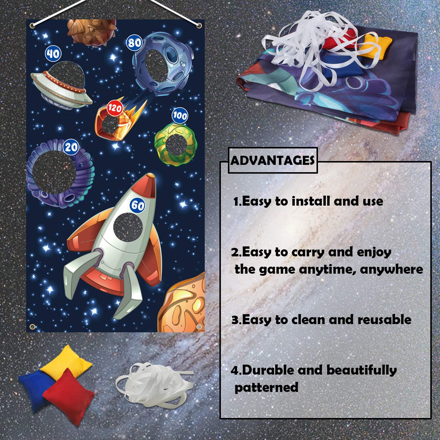 Galaxy Theme Party Decor - Space Toss Game Banner for Indoor & Outdoor Celebrations