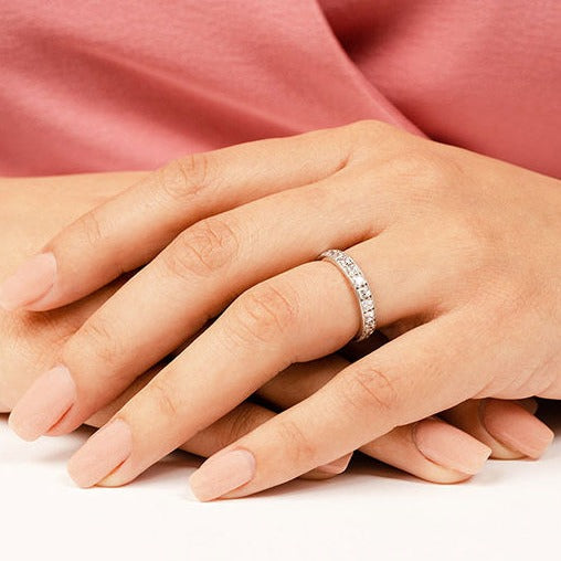 2.09 Carat Princess Cut Diamond Eternity Wedding Band for Women - Perfect for Engagement, Anniversary & Bridal Jewelry Gifts