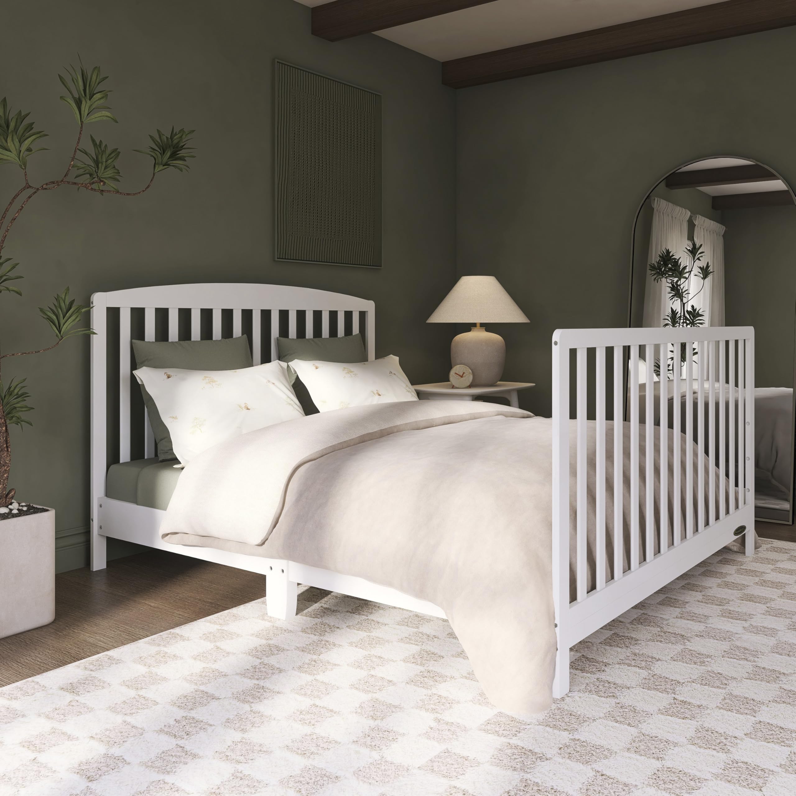 Dream On Me Odelle 5-in-1 Convertible Crib - JPMA & Greenguard Gold Certified, Sustainable Pinewood, 3 Adjustable Mattress Heights, Non-Toxic Finish - Perfect for Nursery, Toddler Room & Growing Families (White)