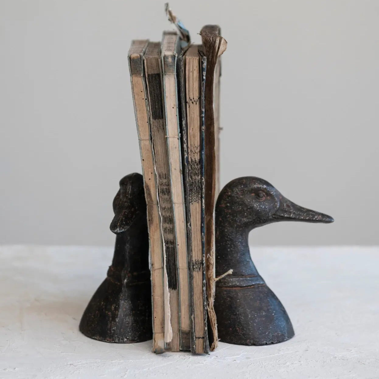Vintage Cast Iron Duck Head Bookends - Heavy Duty Decorative Bookends for Shelves, Office, and Home Decor - Perfect for Books, Cookbooks, and Display