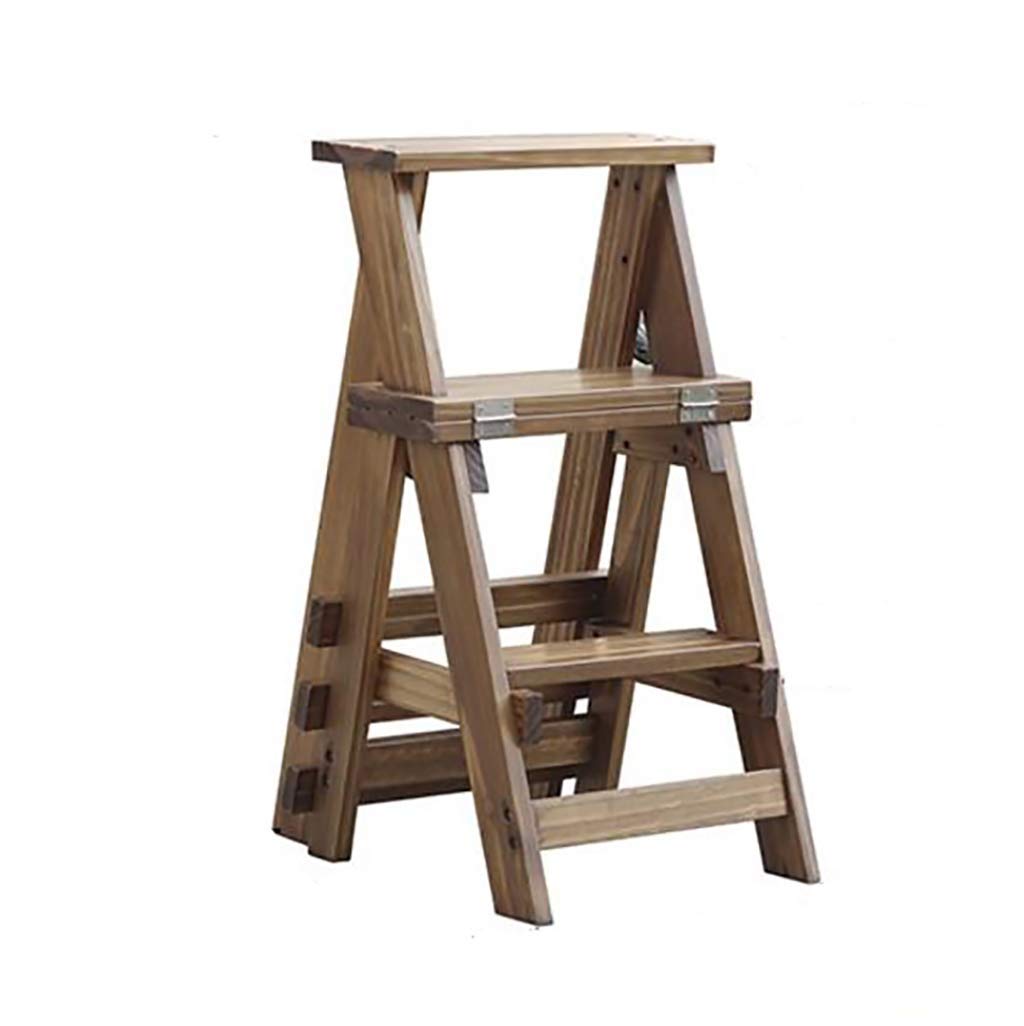 LSNLNN 4-Step Wooden Folding Ladder - Heavy Duty Household Stepladder & Stool, Compact Space-Saving Design for Home, Kitchen, Garage & Garden Use