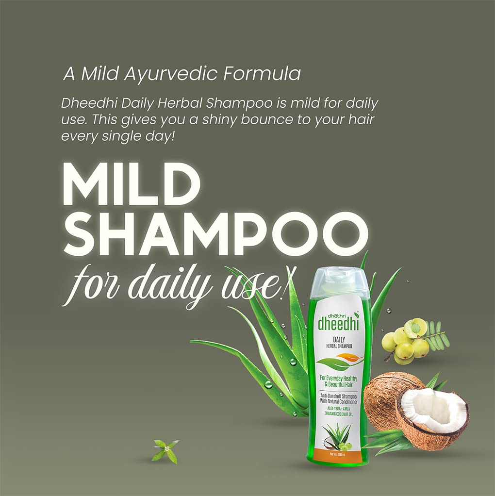 Dhathri Dheedhi Daily Herbal Shampoo - Natural Hair Care for Shine & Strength | Mild Cleansing Formula for Daily Use | 100ml (Pack of 2) | Perfect for Dry, Damaged Hair & Scalp Nourishment