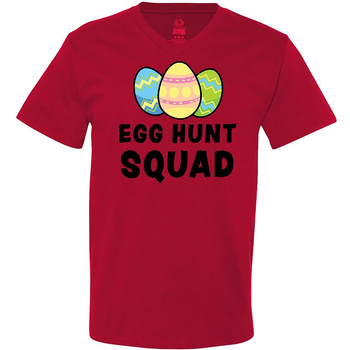 Inktastic Egg Hunt Squad Easter Egg Design Men's V-Neck T-Shirt - Fun Easter Outfit for Egg Hunting & Spring Celebrations