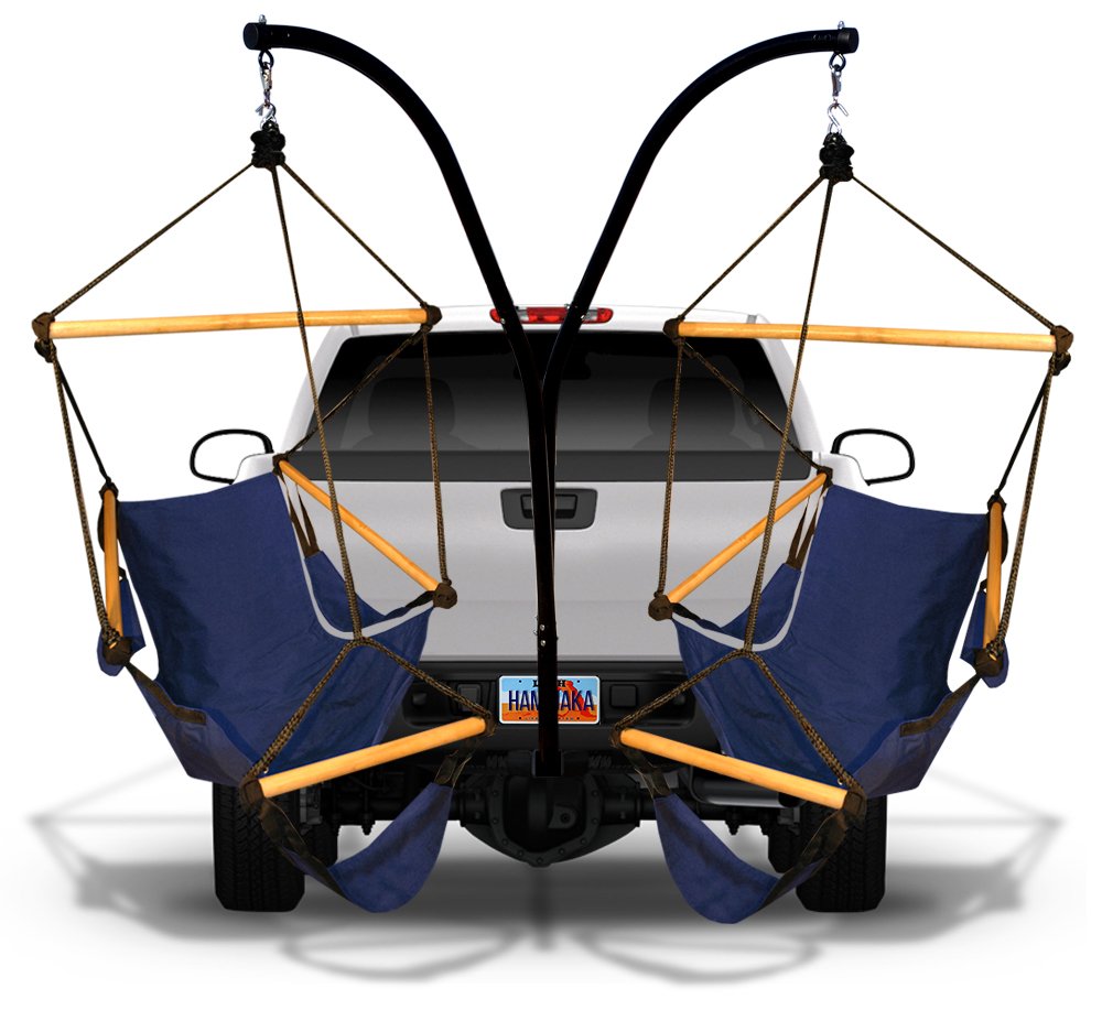 Hammaka 41531202-KP Blue Parachute Hammock with Stand & 2 Cradle Chairs - Portable Outdoor Hammock for Backyard, Camping, Beach Relaxation