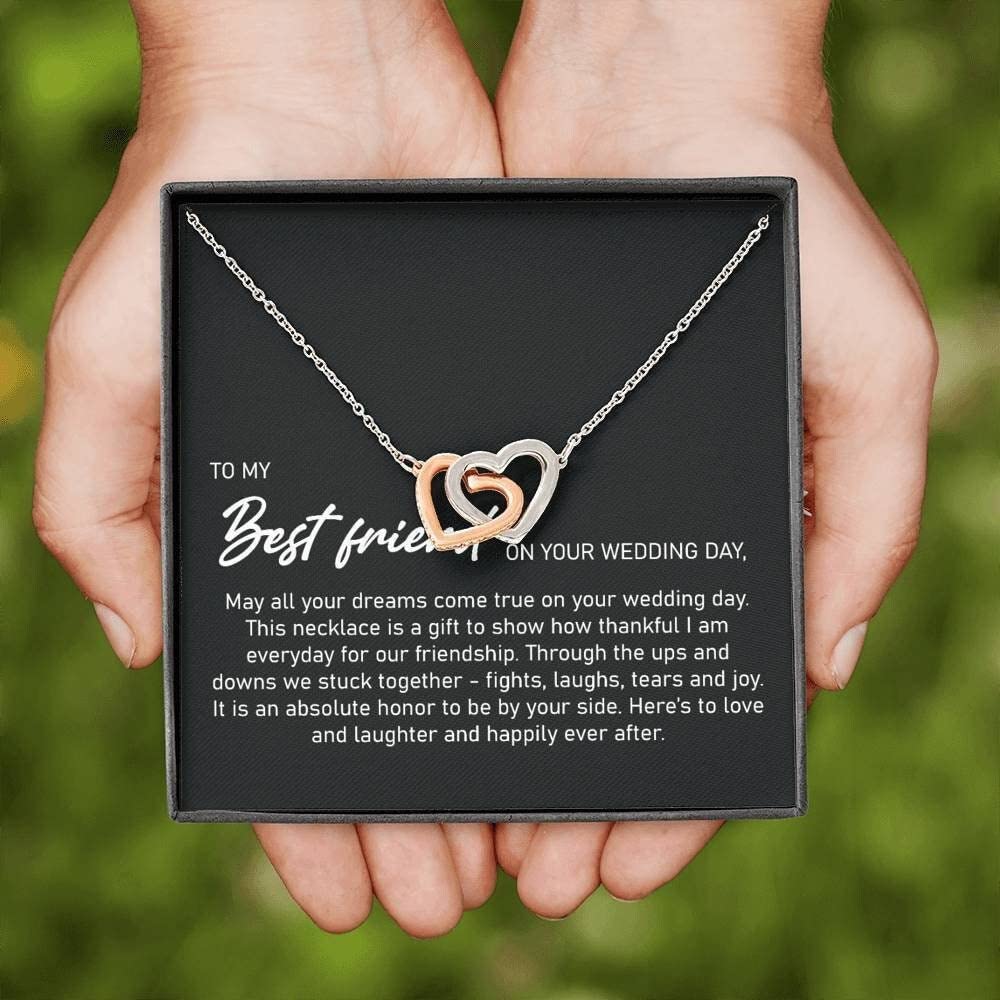 Best Friend Wedding Necklace - Jewelry Gift with Card & Box for Her Special Day