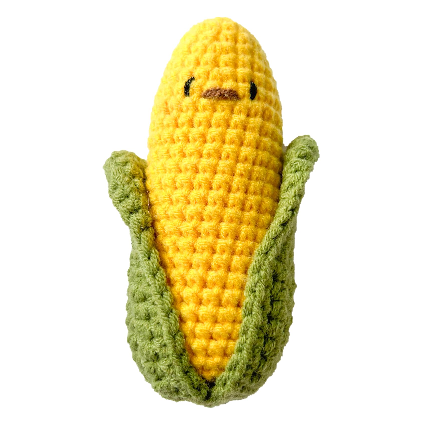 Organic Crochet Baby Rattle & Stuffed Animal Toy - Handmade Knitted Montessori Gift for Newborn Boys & Girls - Safe Wooden Teether for Infant Sensory Play, Baby Shower Gift & Nursery Decor (Corn Design)