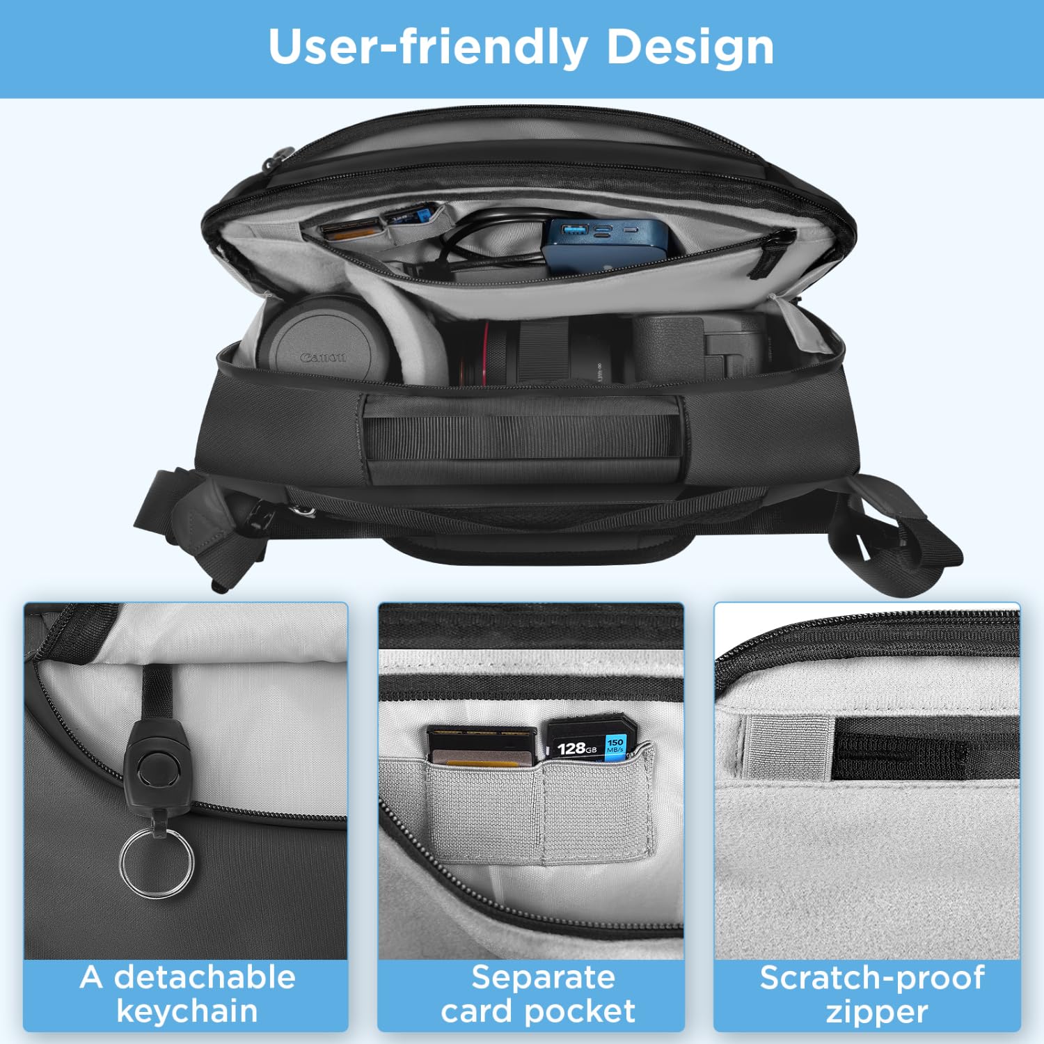 Waterproof Camera Sling Bag with Tripod Holder - Crossbody DSLR/SLR/Mirrorless Camera Case for Photographers (Black) - Perfect for Travel, Hiking & Outdoor Photography
