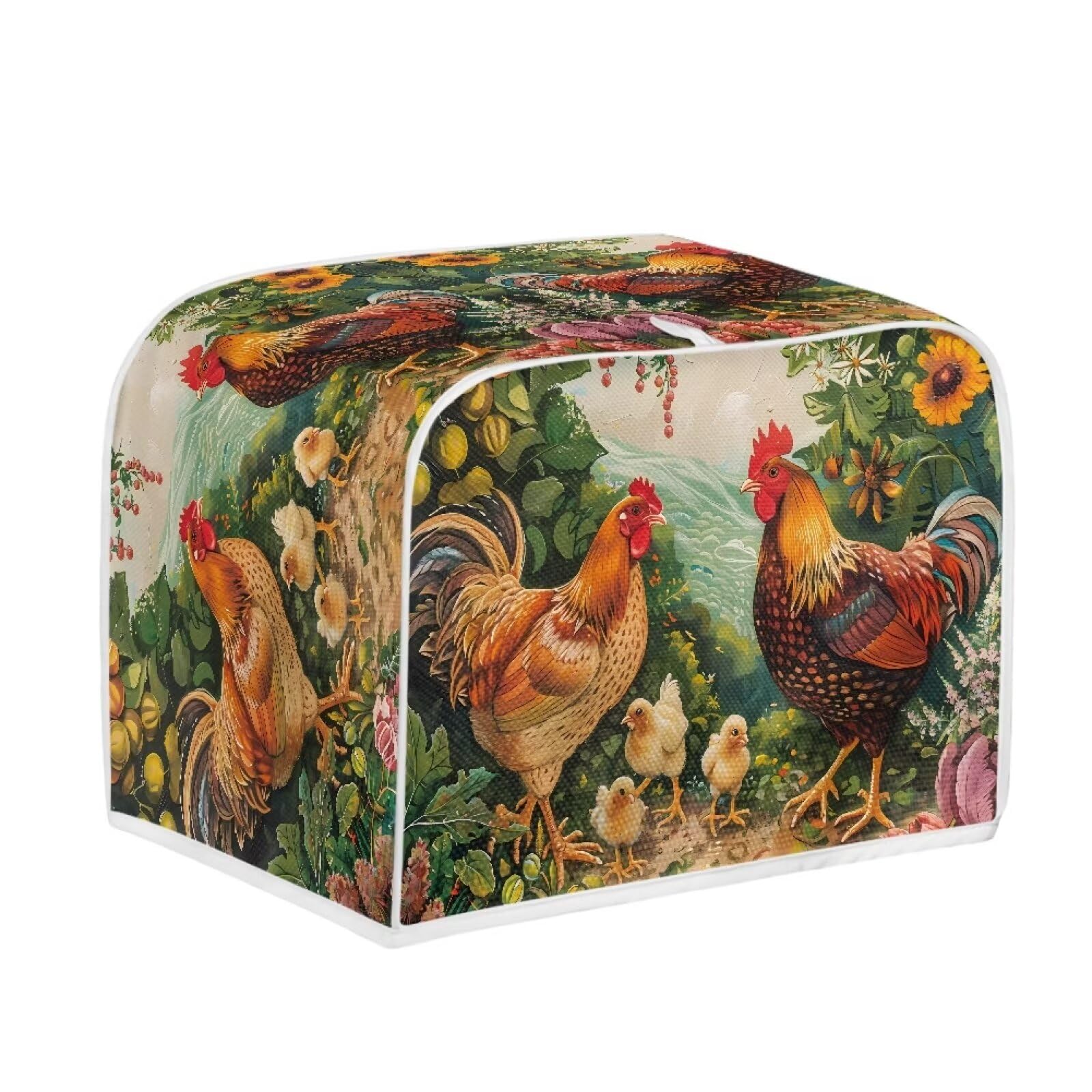 Rooster Chicken 4-Slice Toaster Cover - Washable Kitchen Appliance Protector for Bread Makers | Dust & Grease Proof Toaster Cover | Decorative & Anti-Scratch Design | Perfect for Home, Office, or Restaurant Use