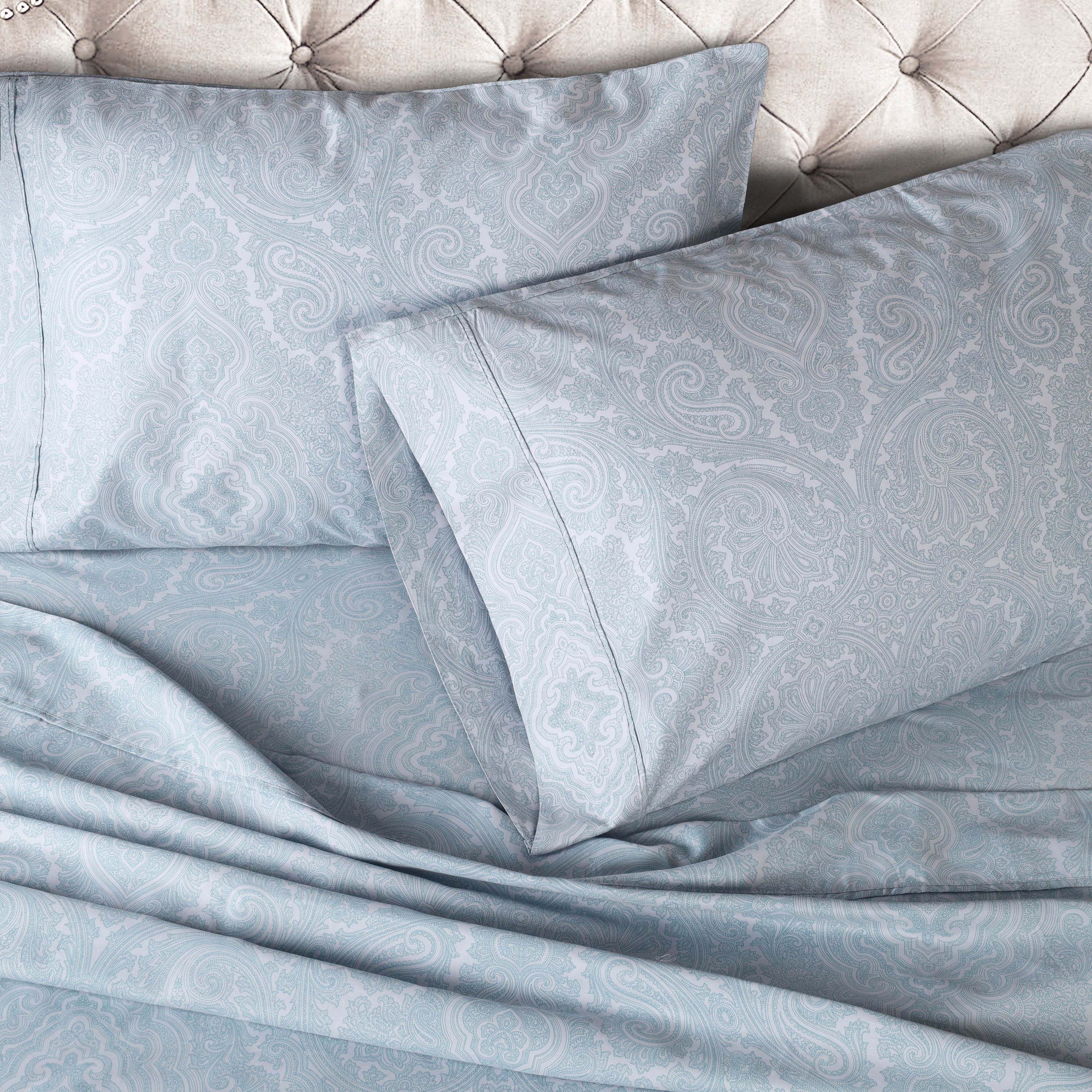 Italian Paisley 600 Thread Count Cotton Blend Deep Pocket Sheet Set - Ultra Soft Bedding for Queen & King Size Beds - Perfect for Luxury Hotels, Guest Rooms & Master Bedrooms