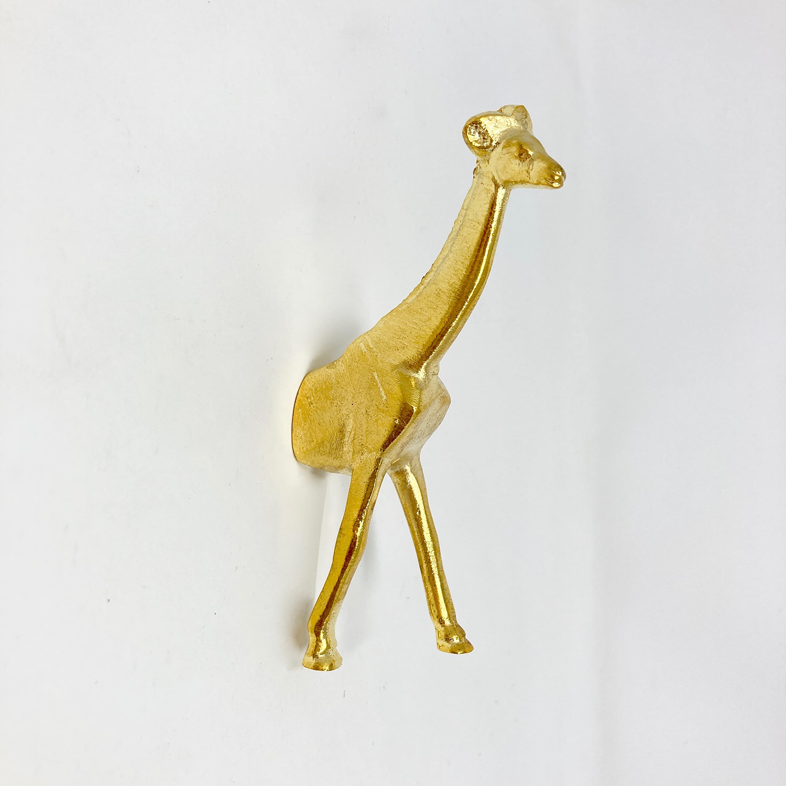 Gold Safari Animal Iron Metal Drawer Knobs - Giraffe Design Cabinet Pulls for Dresser, Wardrobe & Furniture (Set of 6) - Perfect for Kids Room, Nursery & Jungle-Themed Decor