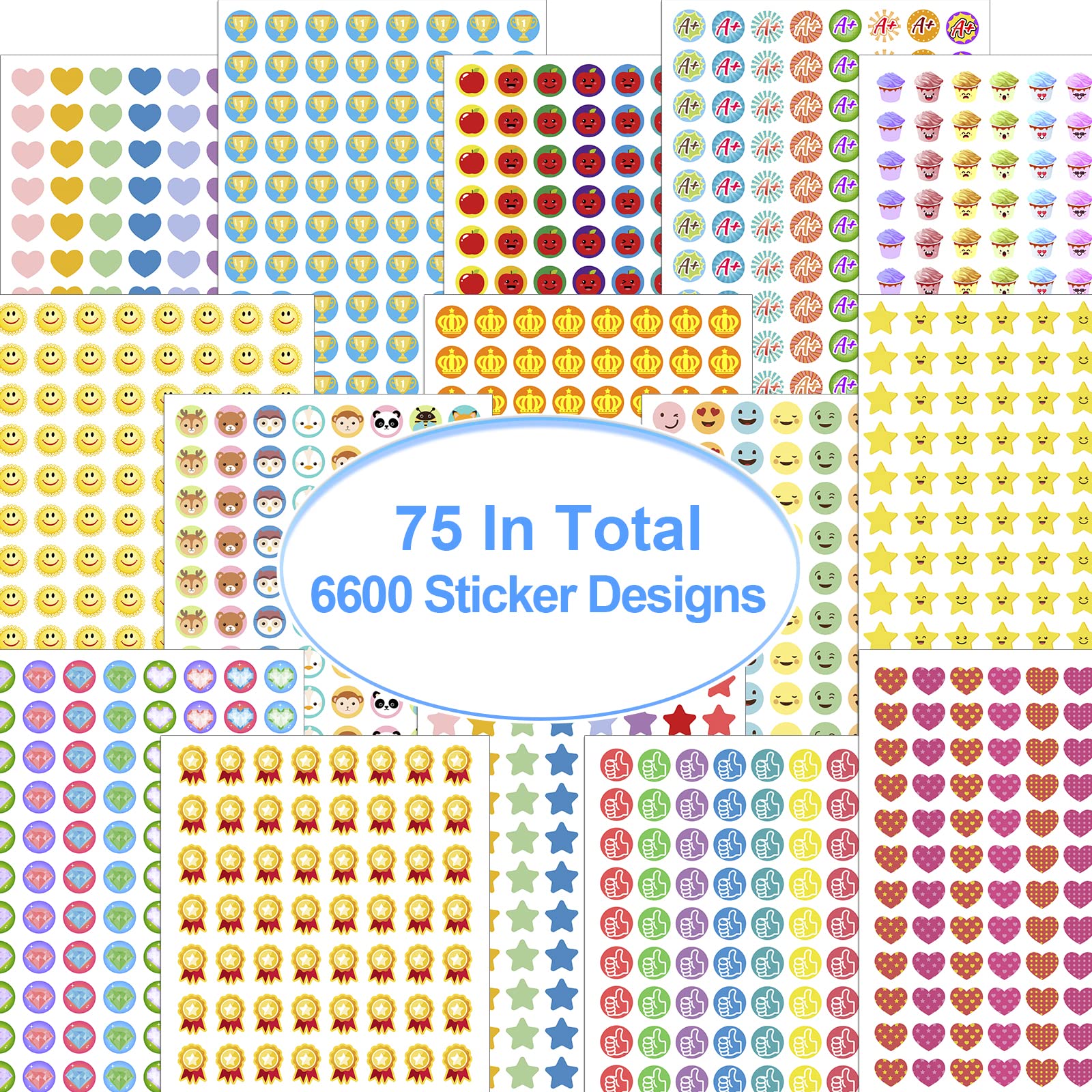 Premium 6600 Mini Reward Stickers for Teachers & Students - Bulk Classroom Incentive Stickers for Kids Learning & Behavior Motivation