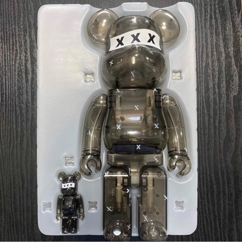 Be@rbrick God Selection Xxx Black Clear 100% & 400% Collectible Art Toy - Perfect for Display, Anime Fans & Urban Art Collections