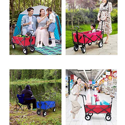 Heavy Duty Folding Garden Cart Wagon - 4 Wheel Utility Cart with 80kg Capacity for Outdoor Camping, Fishing, Shopping & Gardening | Portable Multi-Function Pull Truck (Blue) - Perfect for Backyard, Beach Trips & Farmers Market Hauling