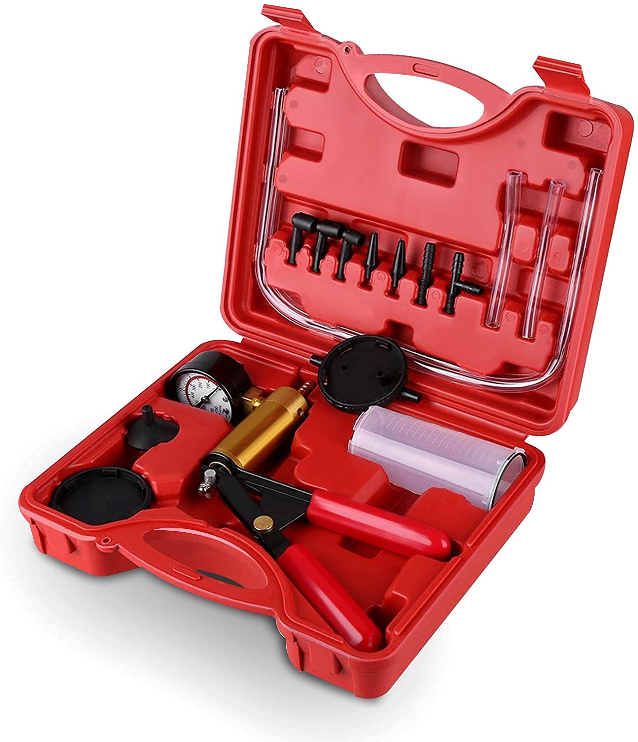 GOTOTOP Handheld Vacuum Pump Tester Kit - Automotive Brake Bleeder Set with Pressure Gauge for Car, Motorcycle, Moped - Perfect for Brake Fluid Bleeding & Hydraulic System Maintenance