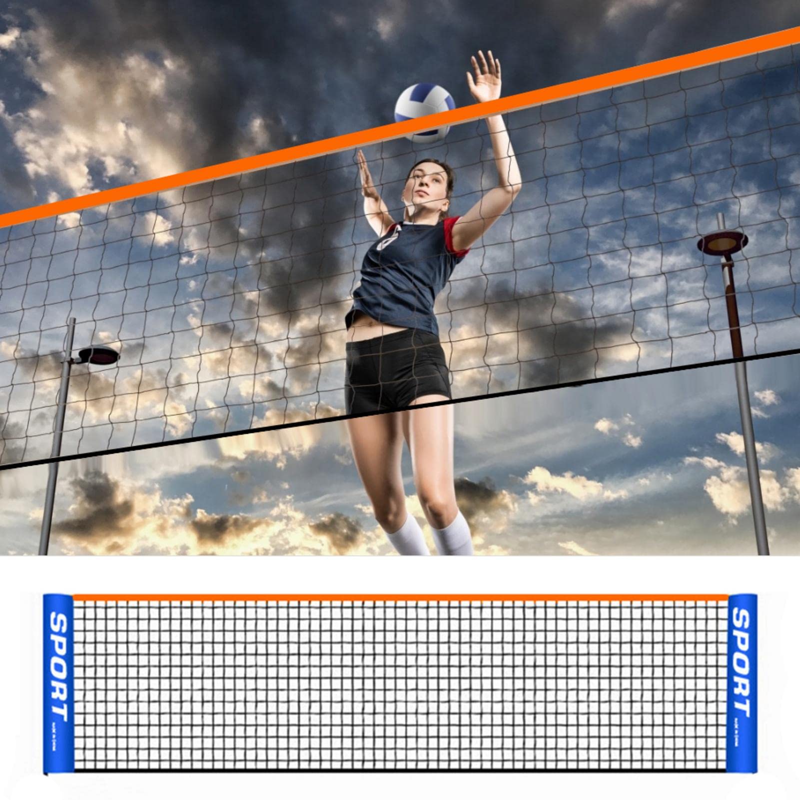 Wekijau Portable Badminton & Pickleball Net Set - Adjustable 120/160/200/240 Inch Nylon Net with Poles for Outdoor Volleyball, Junior Tennis, Kids Soccer & Backyard Games - Perfect for Family Gatherings, Park Play & Beach Sports
