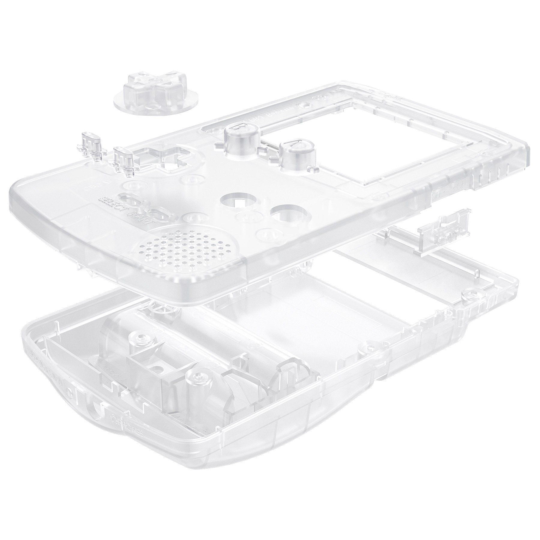 eXtremeRate IPS Ready Upgraded GBC Replacement Shell Kit with Buttons for Gameboy Color - Compatible with GBC OSD IPS, Regular IPS & Standard LCD Screens - Transparent Clear Case for Retro Gaming & Console Modding