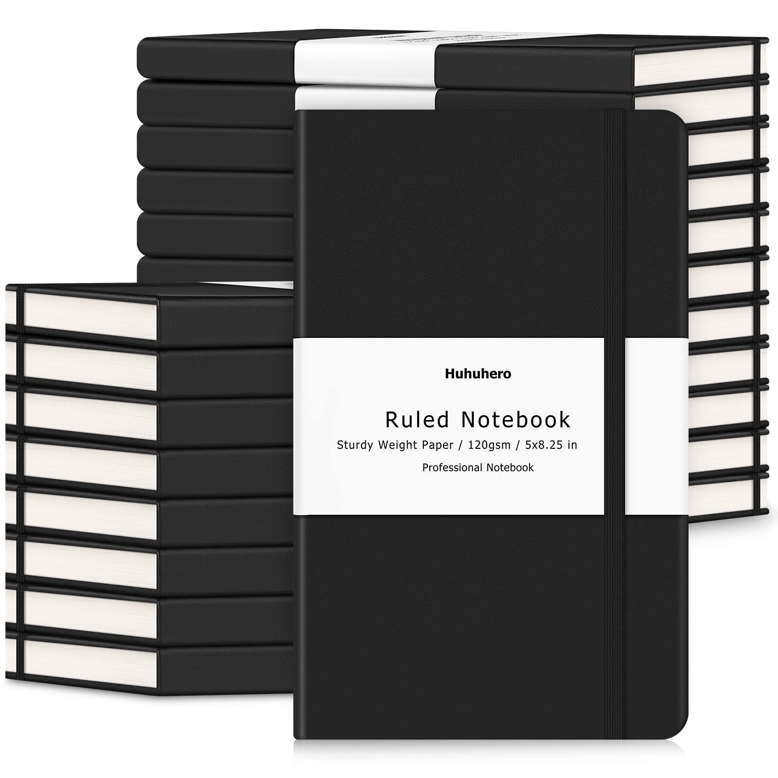 Huhuhero 20 Pack Lined Hardcover Notebooks, College Ruled Writing Journal with 120 GSM Thick Paper - 5
