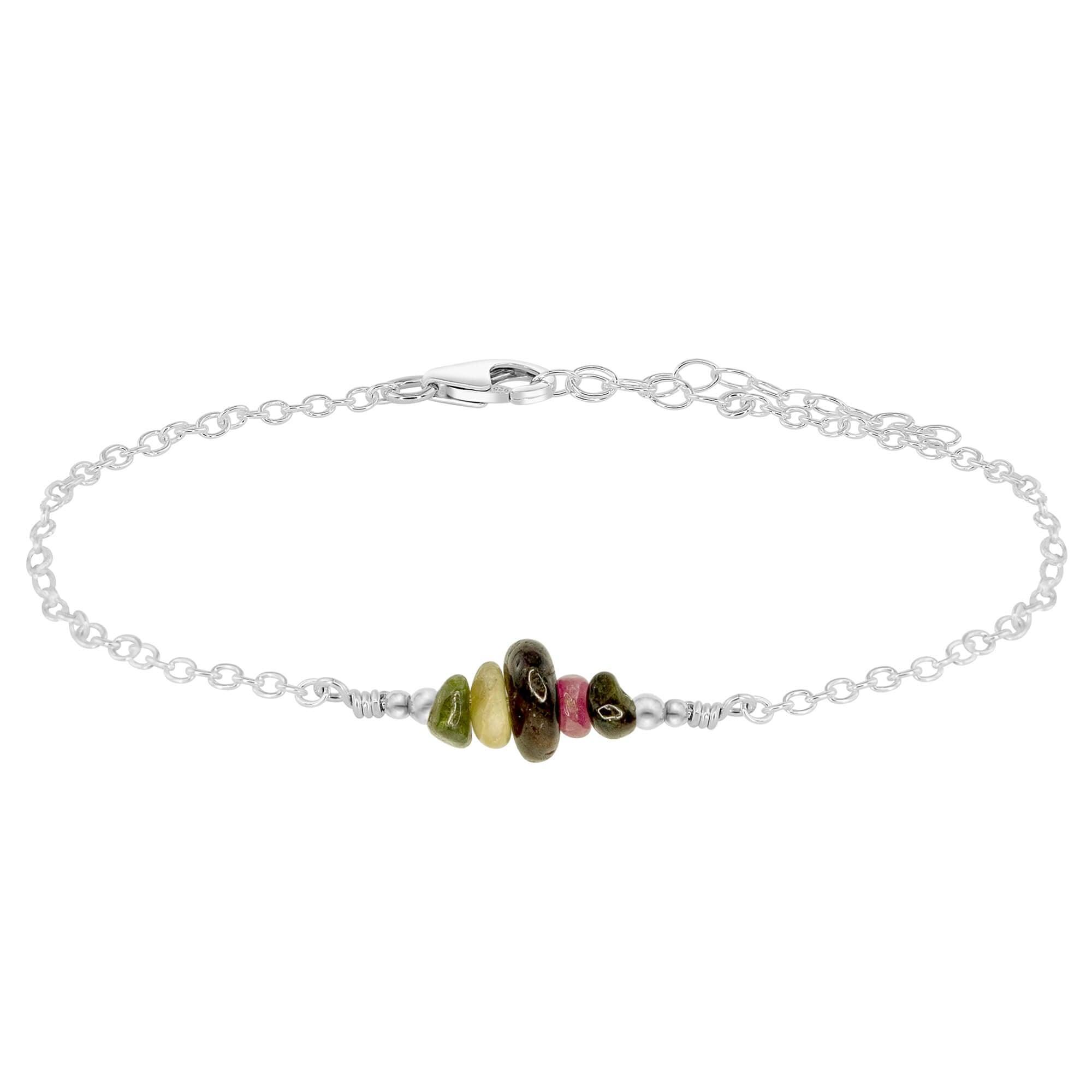 Natural Tourmaline Chip Bead Bar Anklet Bracelet for Women - Adjustable Healing Crystal Jewelry for Yoga, Meditation & Positive Energy