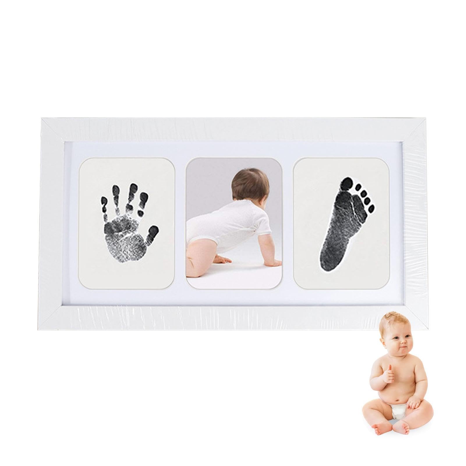 Baby Handprint and Footprint Frame Kit - Rustic Nursery Decor Picture Frames with Safe Clean-Touch Materials | Handprint Mold Kit for Newborn Keepsake, Baby Shower Gift & First Birthday Present | Perfect for Nursery Wall Decor, Baby Memory Book & Family Keepsakes
