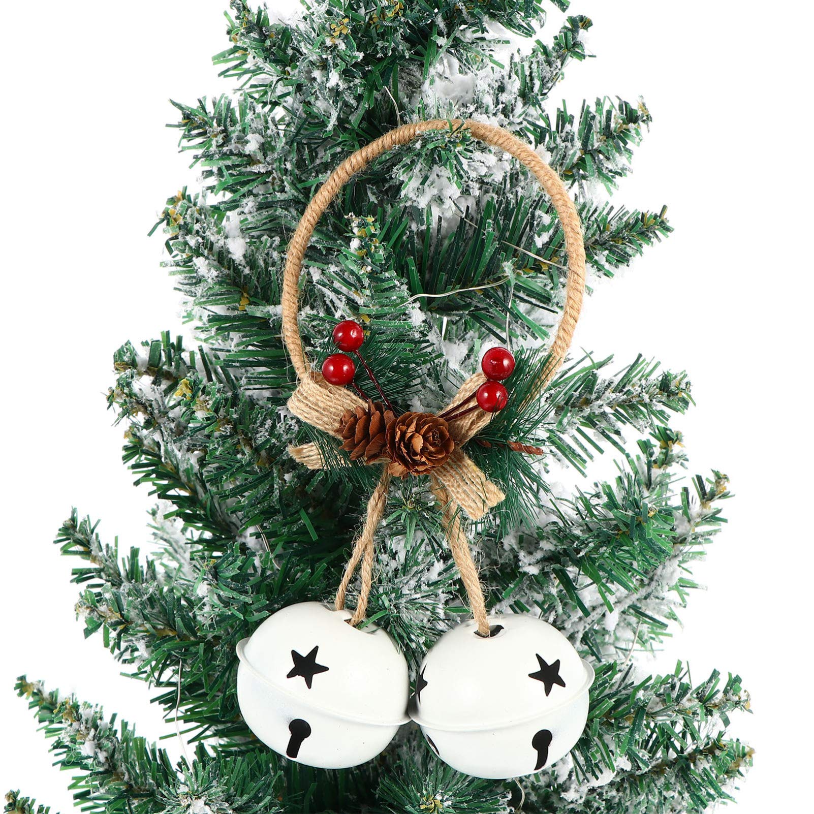 BESPORTBLE 2-Pack Iron Christmas Bells - Rustic Holiday Tree Ornaments for Xmas Decorations, Fireplace Mantel & Front Door Wreath Decor