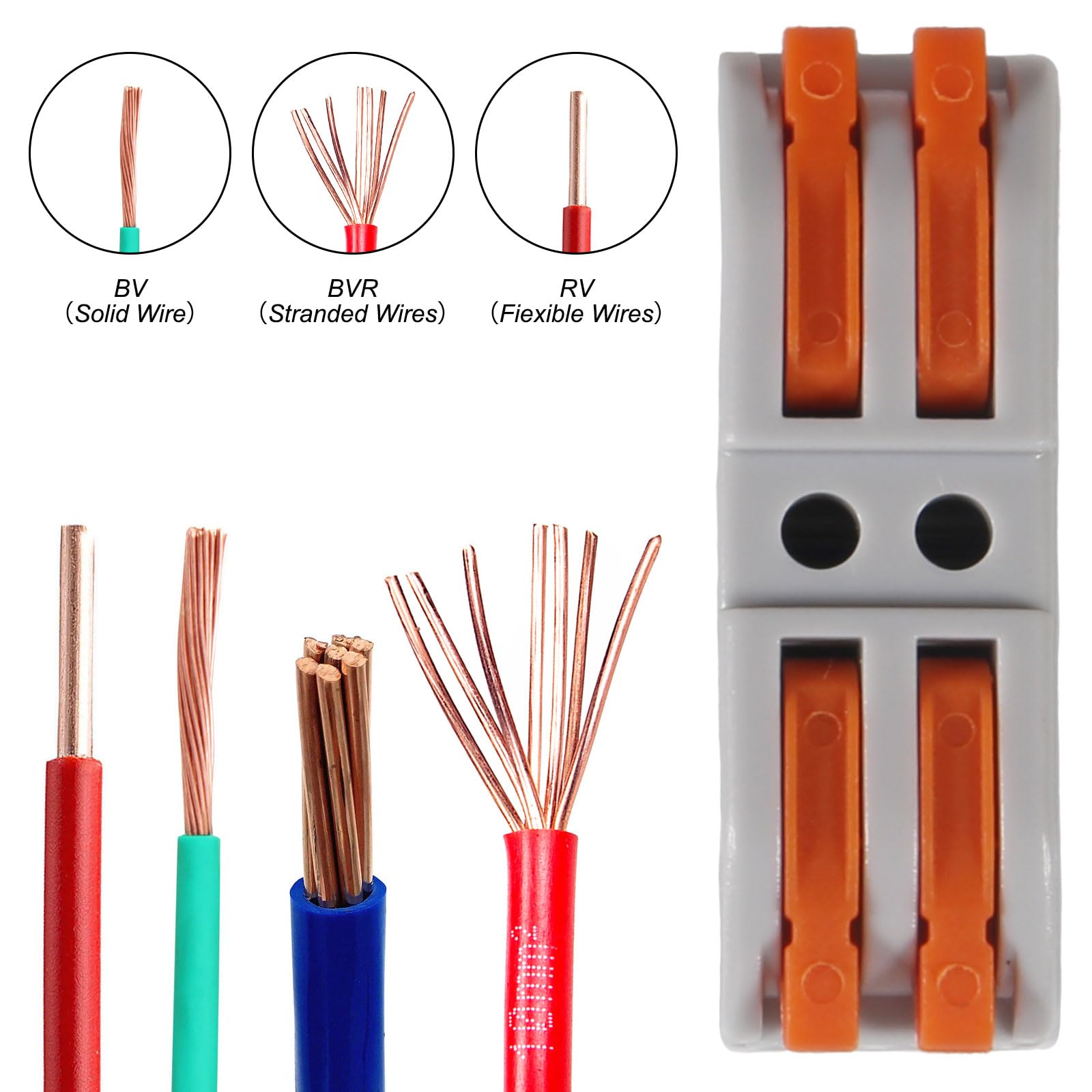 50pcs Lever Wire Connectors SPL-2 - Compact Electrical Connectors for 28-12AWG Wires, Universal Terminals for Soft & Hard Wires - Ideal for Home Wiring, DIY Electrical Projects and Automotive Applications