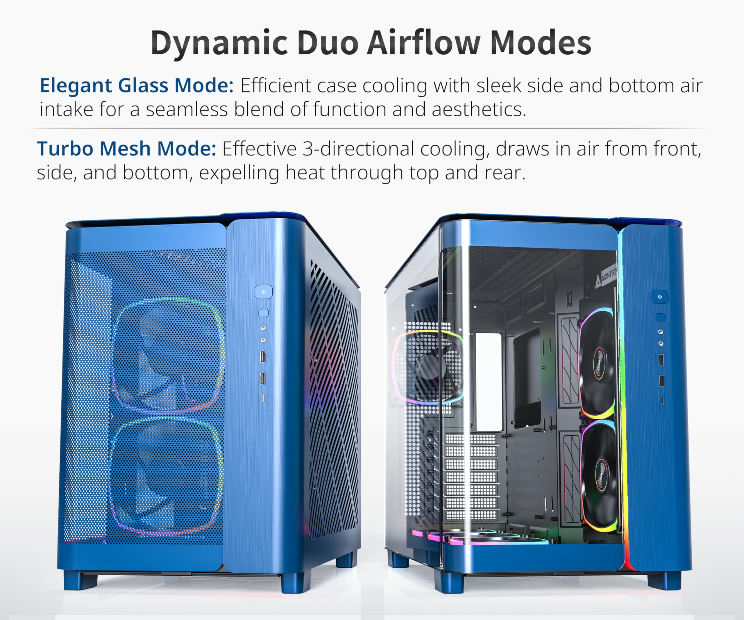 MONTECH King 95 PRO Dual-Chamber ATX Mid-Tower PC Gaming Case - High Airflow Design, Tool-Free Panels, Curved Tempered Glass Front, 6 Pre-Installed ARGB PWM Fans | Perfect for Gaming Rigs, Streaming Setups & High-Performance Workstations